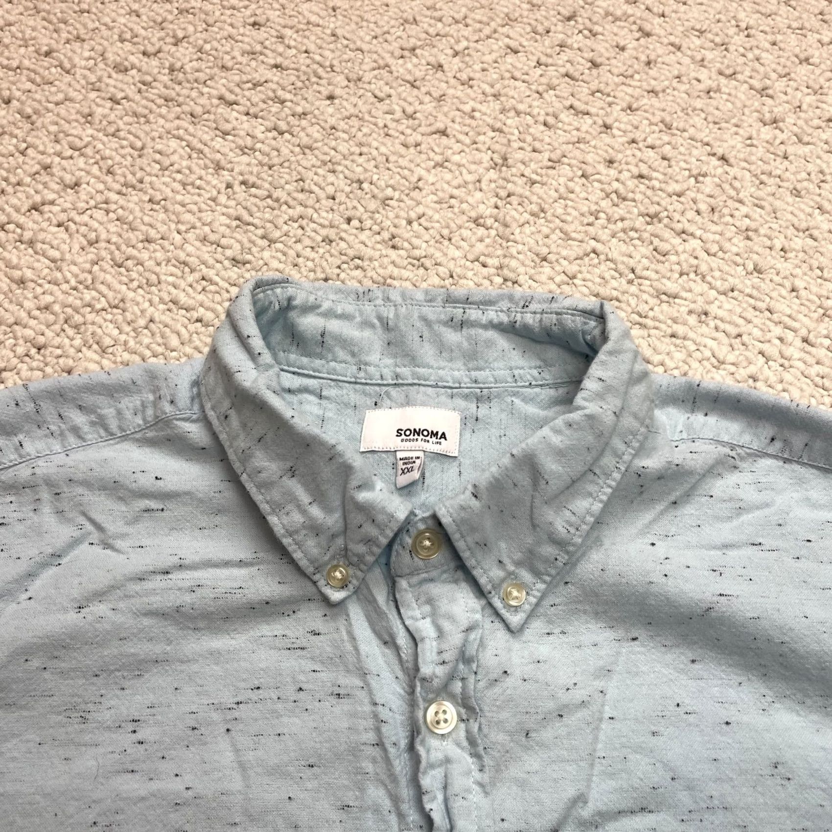 Vintage SONOMA Shirt Mens 3XL Light Blue Short Sleeve Button Down Collared Pocket Top Tie Front Tee Size US XXL / EU 58 / 5 - 2 Thumbnail