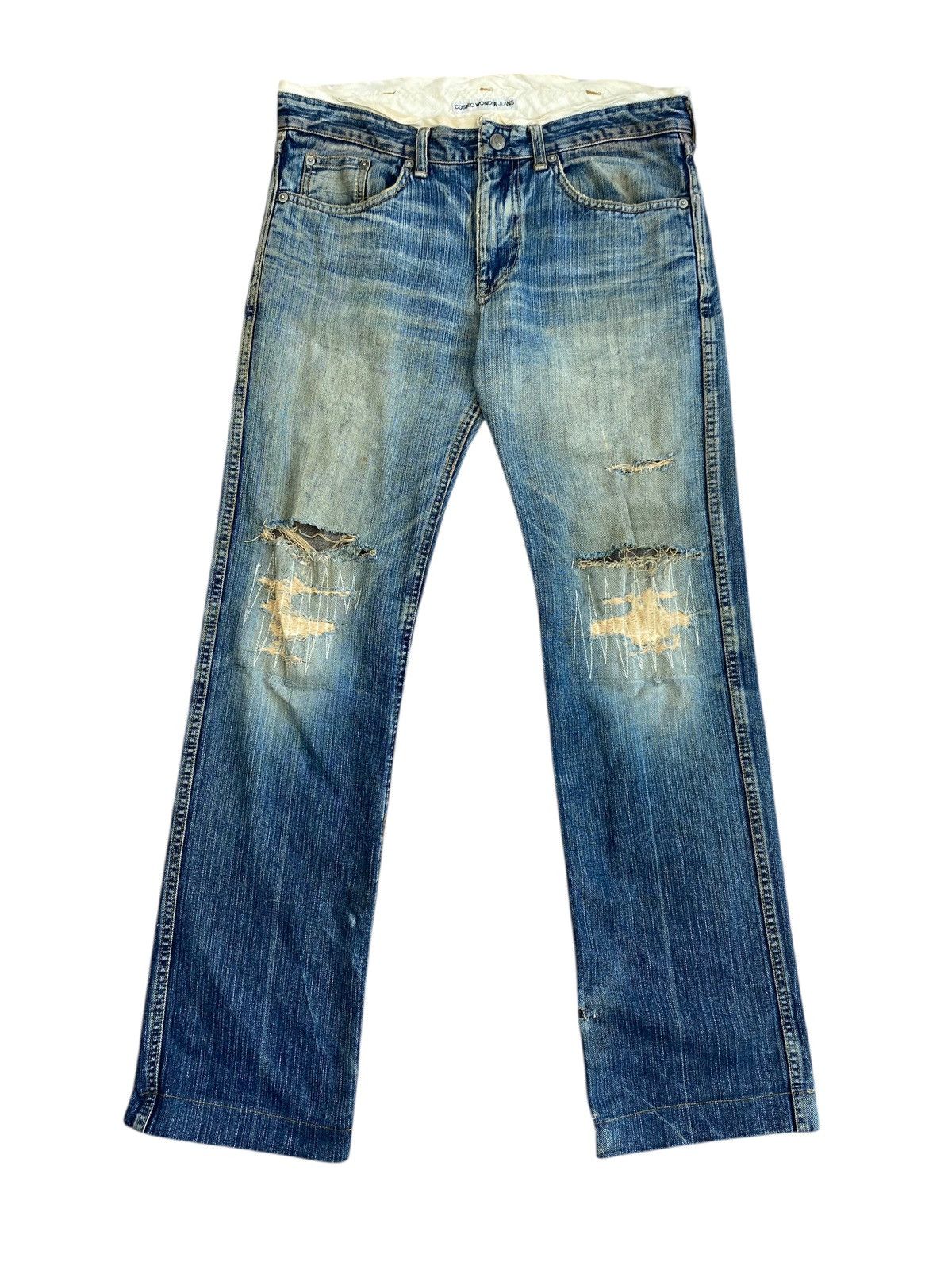 Japanese Brand Cosmic Wonder Jeans Distressed Mudwash Regular Fit Denim Size US 32 / EU 48 - 1 Thumbnail