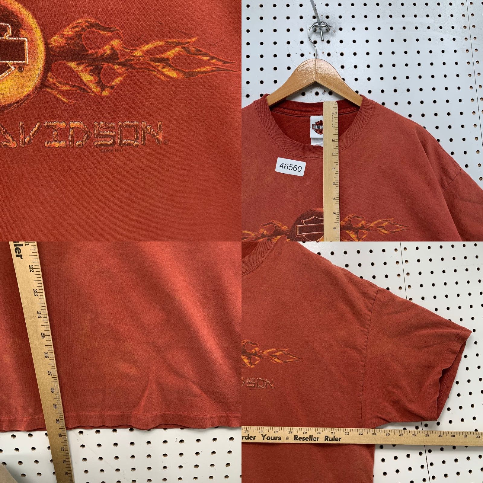 Harley Davidson Harley-Davidson Flame Shirt Mens 2XL Faded Orange Tribal St Charles Il Regular T-Shirt Cotton Graphic Print Vintage Mens Size US XXL / EU 58 / 5 - 8 Thumbnail