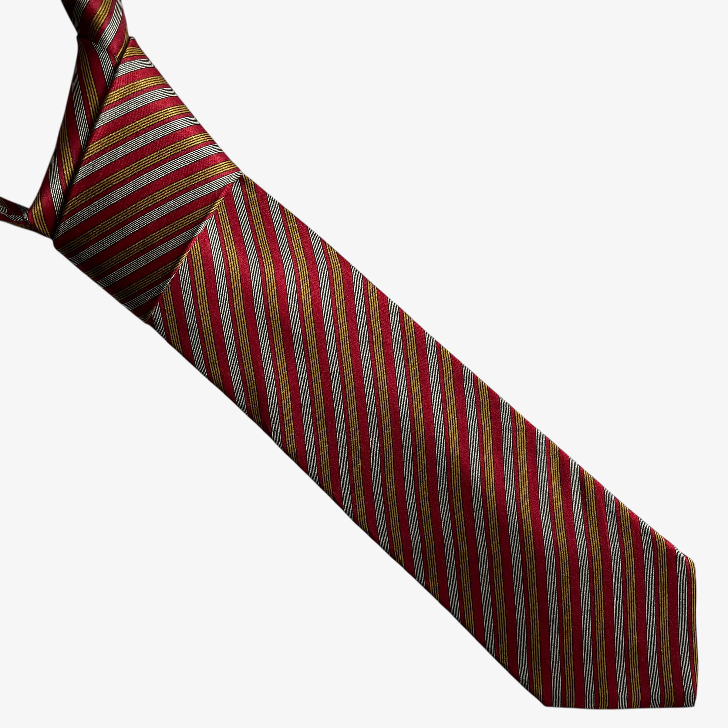 Giorgio Armani Vintage 90s Giorgio Armani Colourful Striped Red Silk Tie Size ONE SIZE - 1 Thumbnail