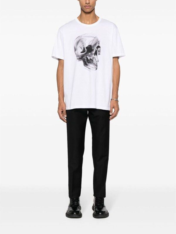 Alexander McQueen o1y1024 T-Shirt In White Size US L / EU 52-54 / 3 - 3 Thumbnail