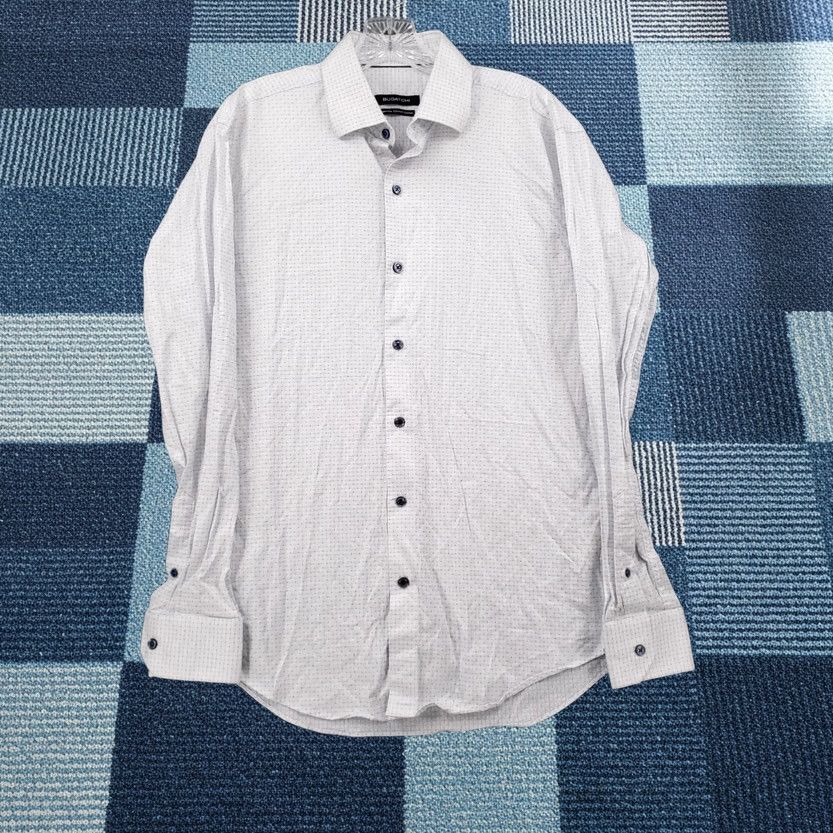 BUGATCHI Bugatchi Dress Shirt Mens 15.5 39 White Super Fine Stretch Cotton Button Up Shirt Dress Shirt Mens White Stretch Cotton Button Up Modern Mens Size 42R - 1 Thumbnail