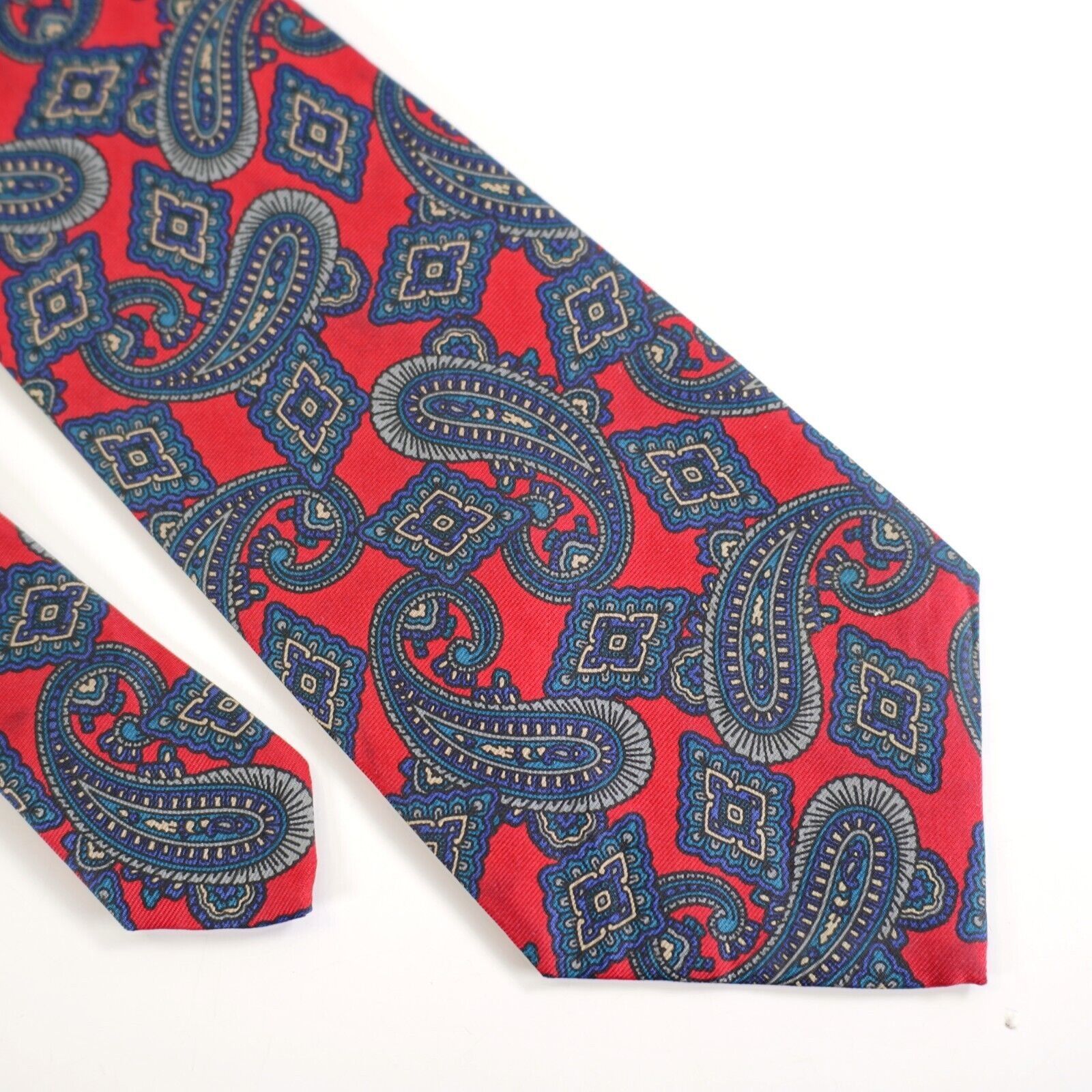Haggar Haggar Imperial Red Green Paisley Print Short Silk Tie Made Size ONE SIZE - 1 Thumbnail