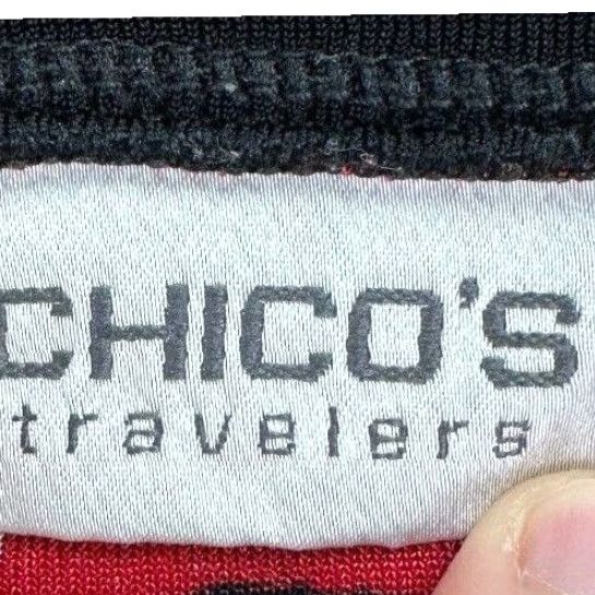 Vintage Chicos Travelers Womens Blouse Long Sleeve Floral Black Red Tan Square Neck Tunic 1 Size XS / US 0-2 / IT 36-38 - 3 Thumbnail