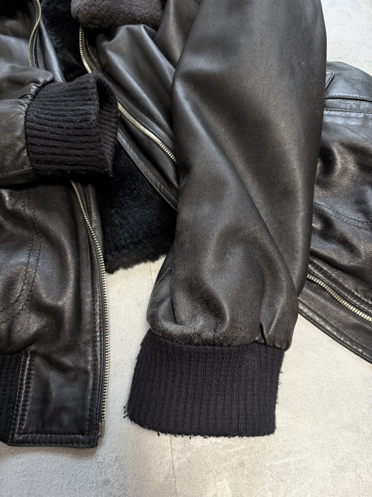 Vintage Vintage Black Shearling Guido Medici Leather Bomber Jacket Size US L / EU 52-54 / 3 - 13 Thumbnail