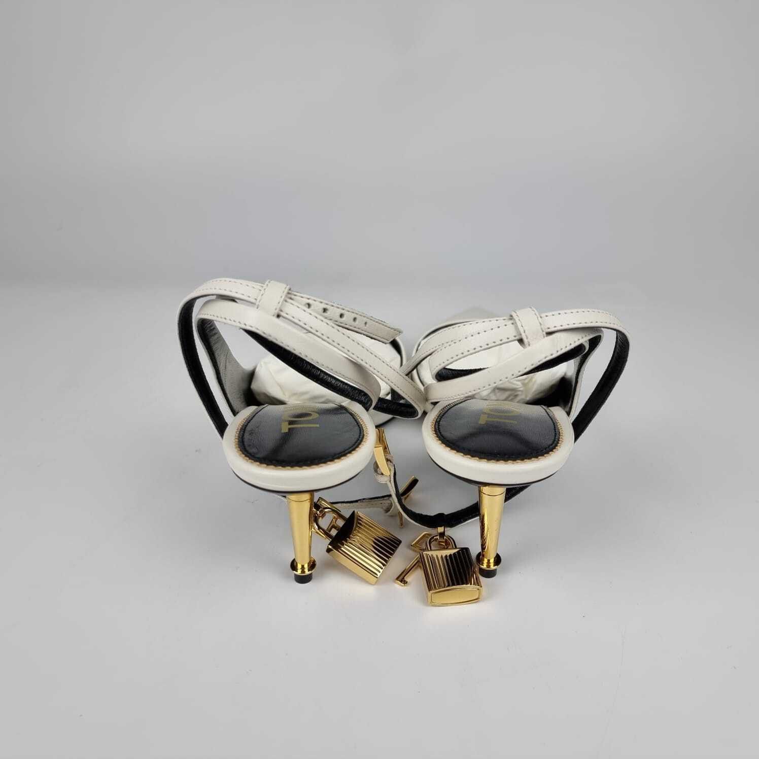 Tom Ford Tom Ford Padlock 55mm White Leather Slingback Pumps New Size US 11 / IT 41 - 3 Thumbnail