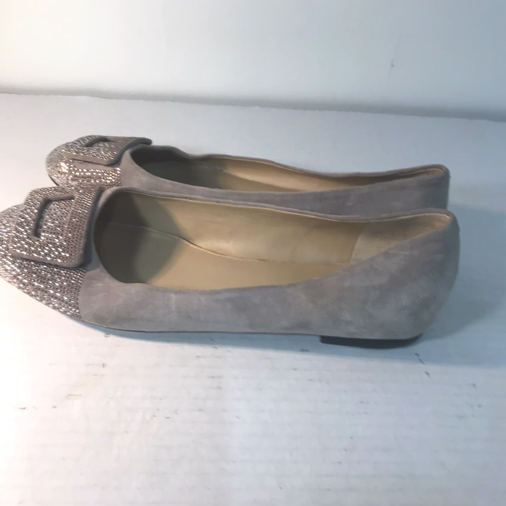 Vintage Antonio Melani Womens Flat Shoes Size 7.5M Suede Gray Beaded Classic Modern Size US 7.5 / IT 37.5 - 2 Thumbnail