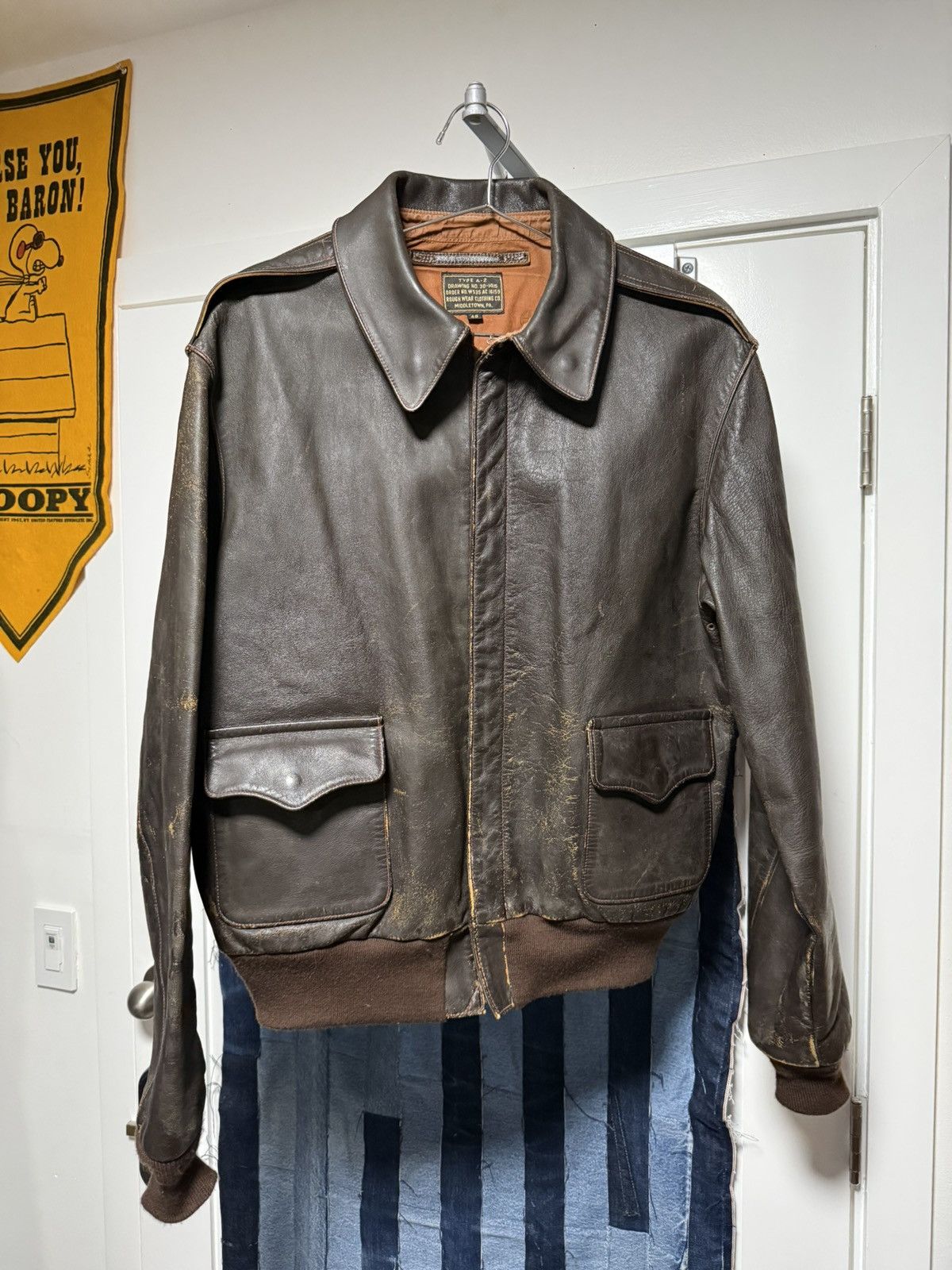Other Vintage A-2 Leather Bomber Jacket Handpainted Size US M / EU 48-50 / 2 - 3 Thumbnail