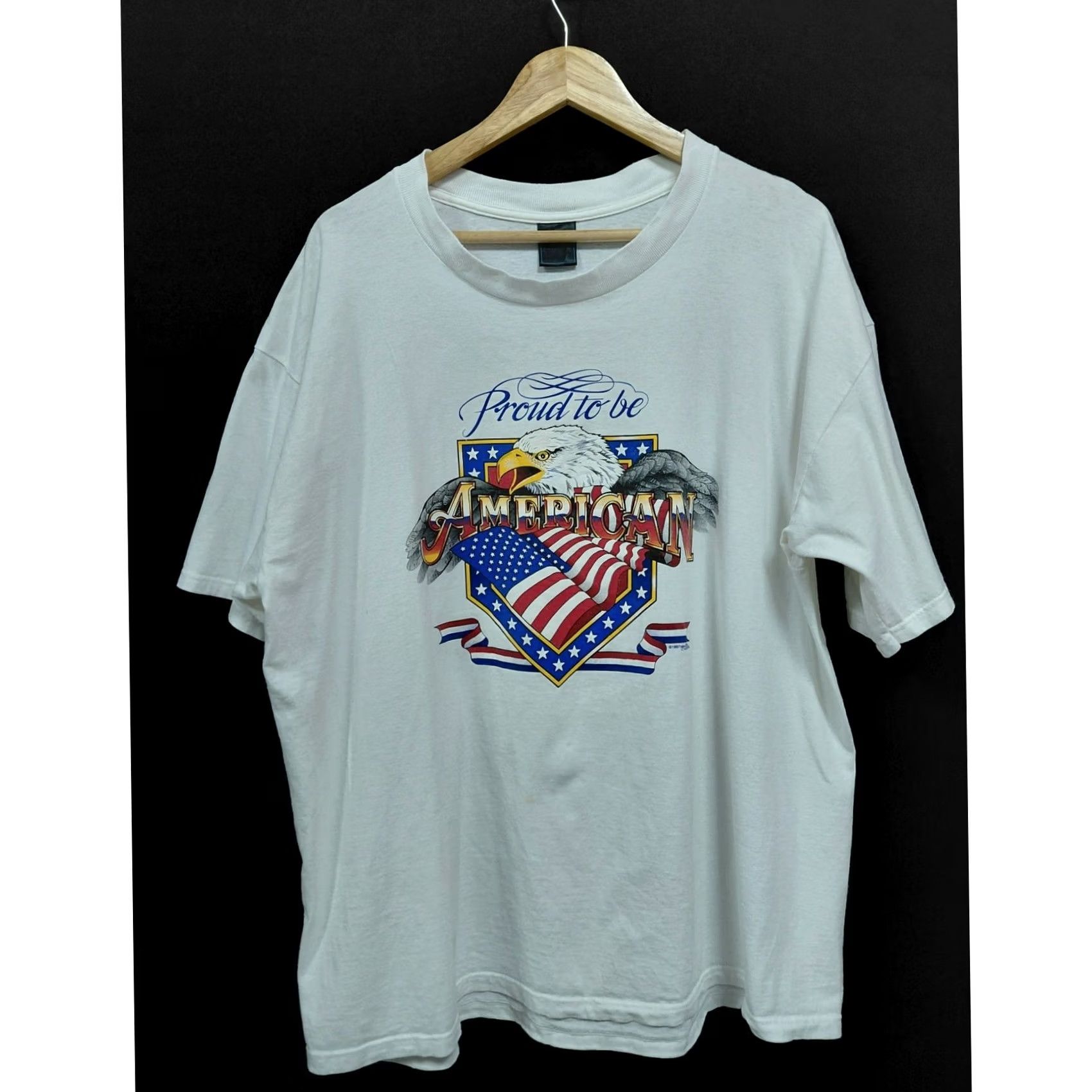Vintage VINTAGE CLASSIC PLATINUM Proud to be American T-Shirt White 2XL Short Sleeve Crew Neck Mens Graphic Print Patriotic Retro Size US XXL / EU 58 / 5 - 2 Thumbnail