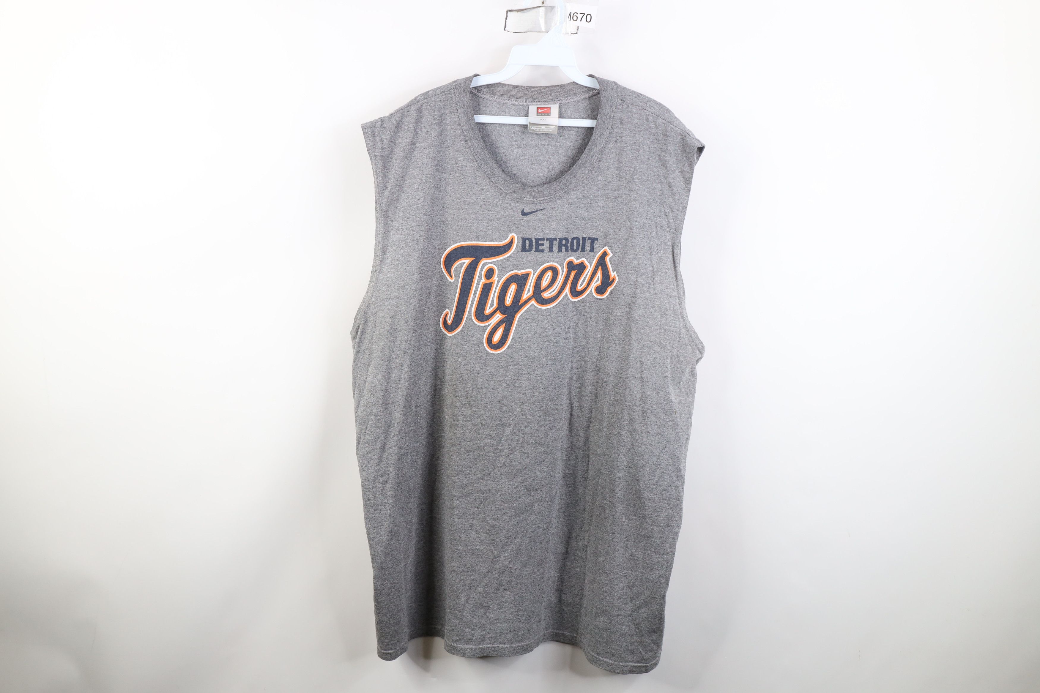 Nike Vintage Nike Swoosh Detroit Tigers Muscle T-Shirt Gray Size US XXL / EU 58 / 5 - 1 Thumbnail