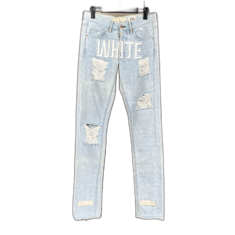 Off-White Off-White Distressed Denim Jeans with Print Size 29" - 1 Thumbnail