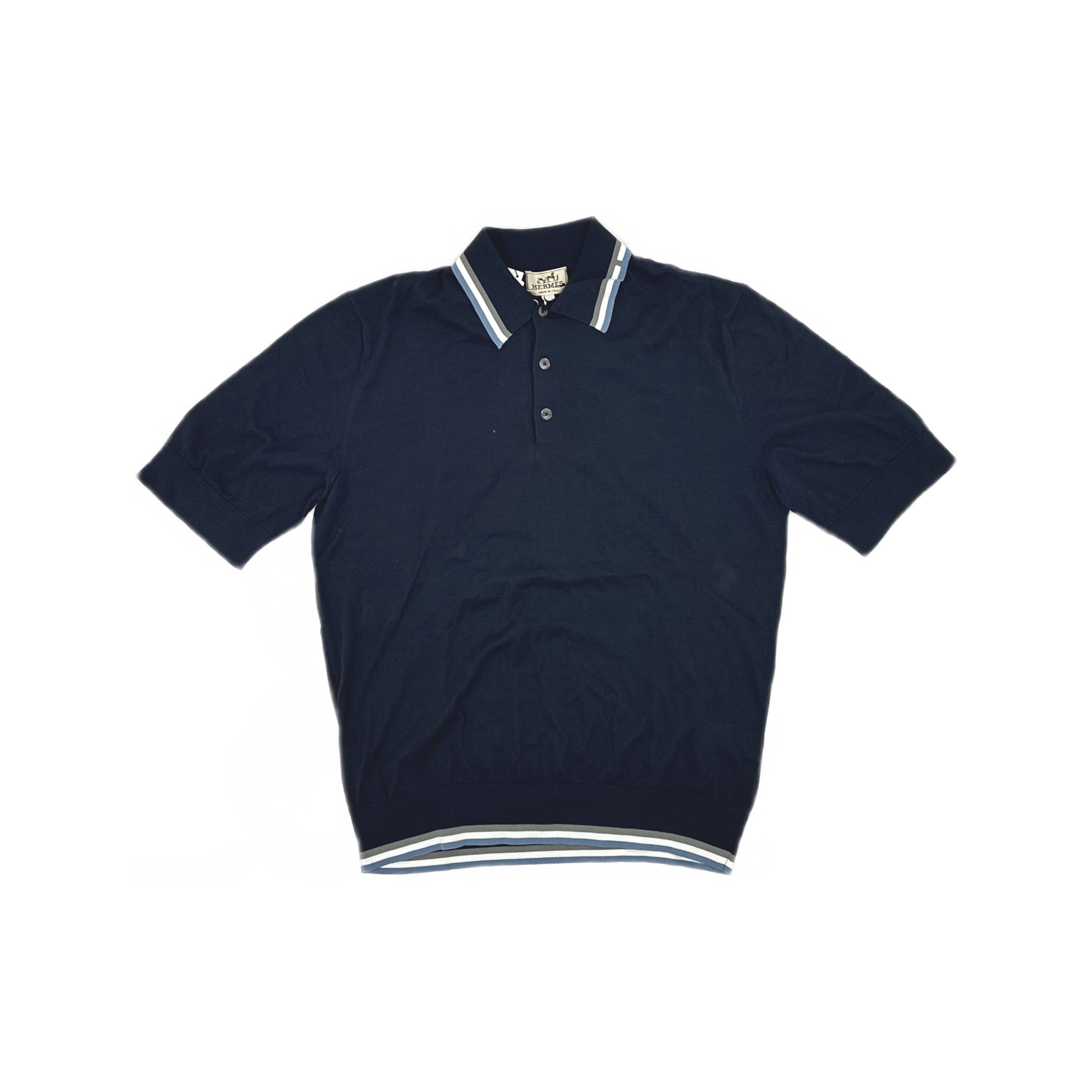 Hermes Hermès Striped Knit Polo Shirt Size L Size US L / EU 52-54 / 3 - 1 Thumbnail