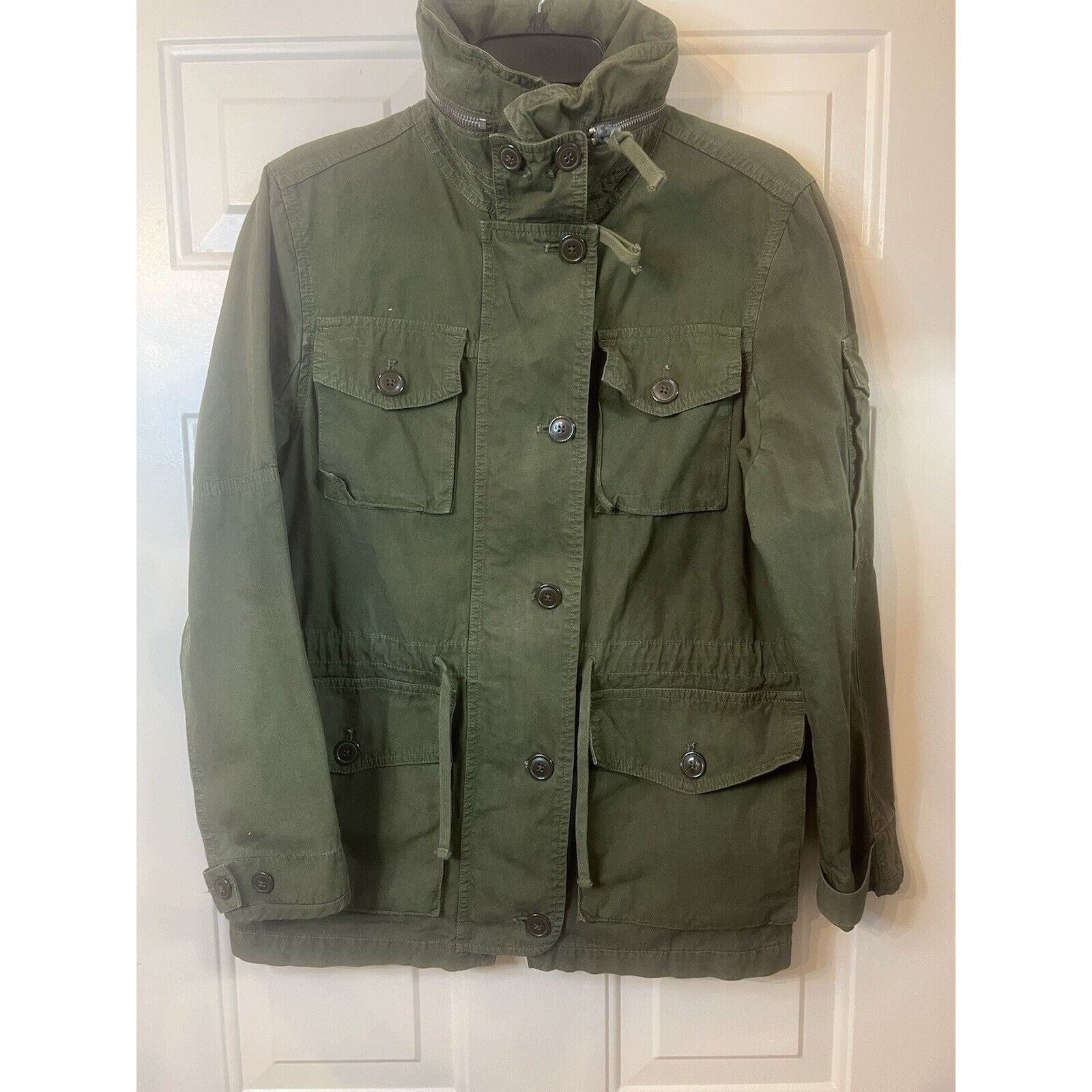J.Crew J.CREW Chore Trucker Jacket Green Mock Neck Military Button Size S / US 4 / IT 40 - 1 Thumbnail