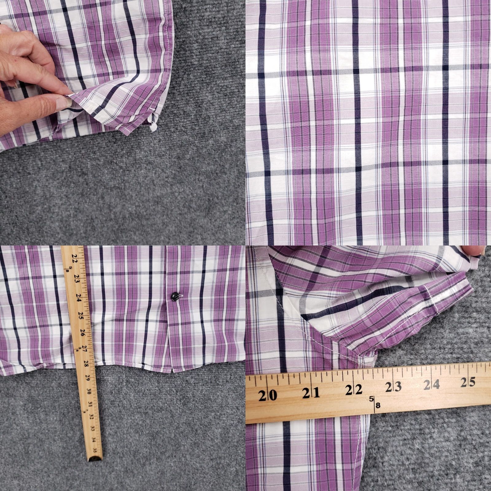 Vince Vince Shirt Mens L Large Button-Up Purple Plaid Short Sleeves Camp Casual Size US L / EU 52-54 / 3 - 8 Thumbnail