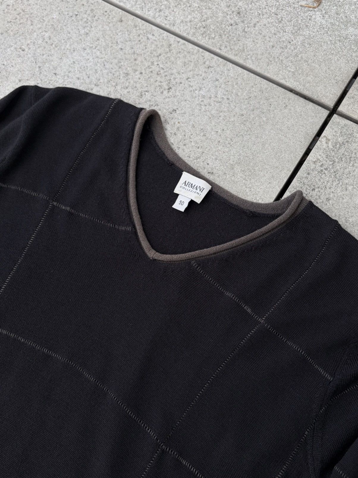 【EMPORIO ARMANI】00s archive knit black Giorgio Armani Archive Giorgio Armani early 00s overlock sweater