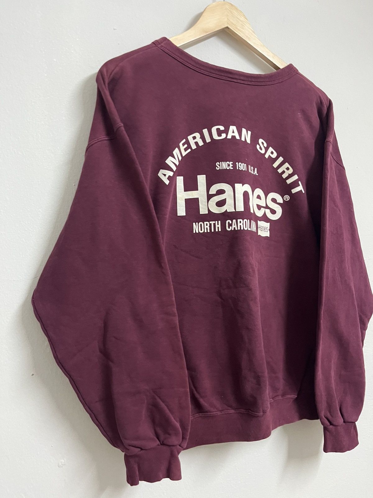 Hanes 💥Steal💥 Vintage 90s HANES AMERICAN SPIRIT Maroon Pullover Size US L / EU 52-54 / 3 - 2 Thumbnail