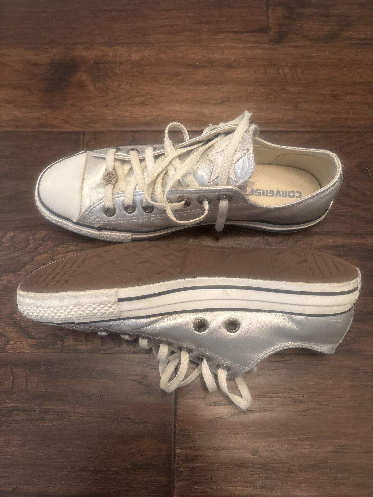 Chrome Hearts Chrome Hearts Converse Low Top Metallic Silver Sneakers Size US 10 / EU 43 - 4 Thumbnail