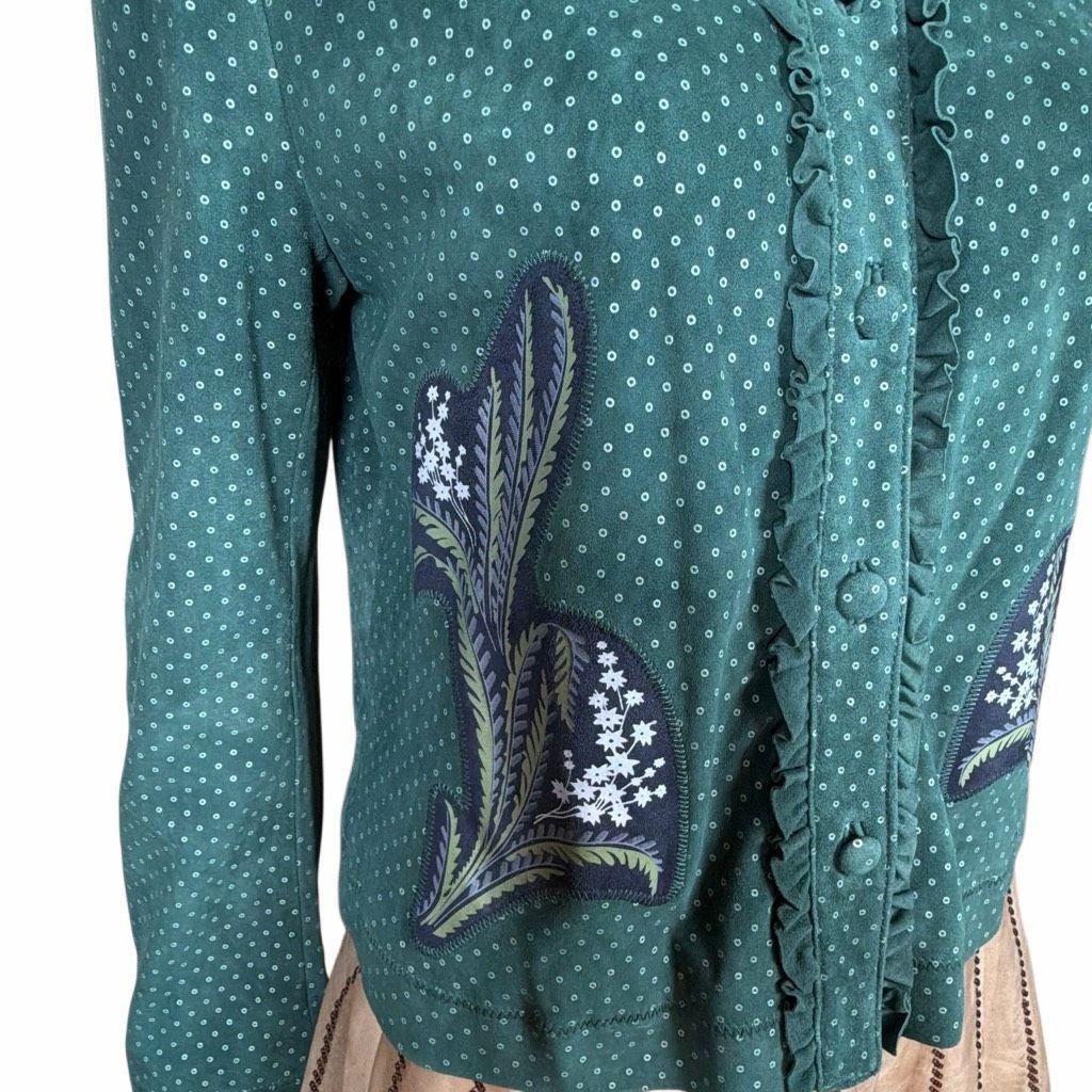 Zara NWT Zara Woman Green Lambskin Embroidered Jacket M Size M / US 6-8 / IT 42-44 - 6 Thumbnail