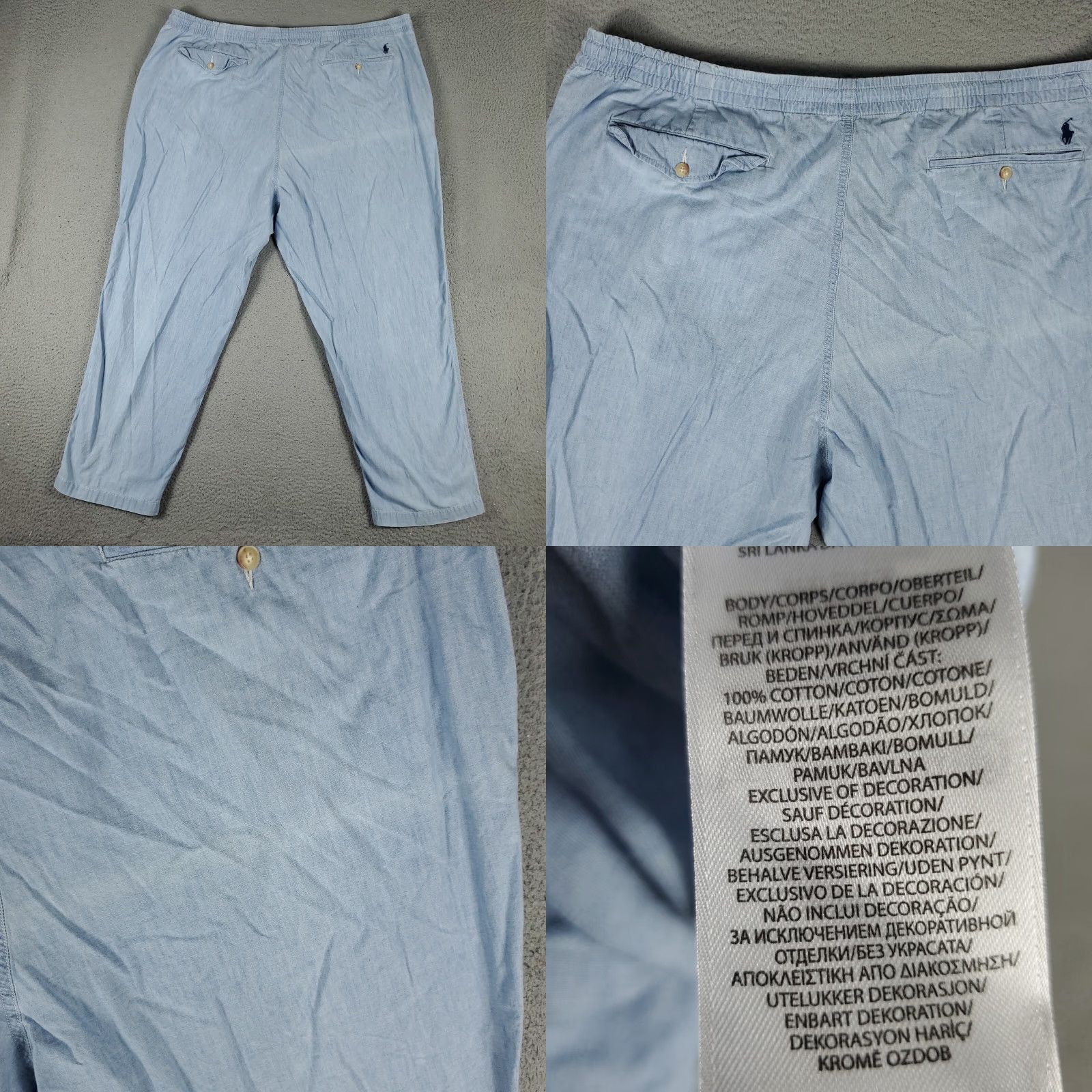 Ralph Lauren Ralph Lauren Pants Mens Big 4XB 46x29 Chino Trousers Light Blue 46 in Waist Regular Fit Straight Front Pockets Logo Cotton Kn t Size US 39 - 8 Thumbnail