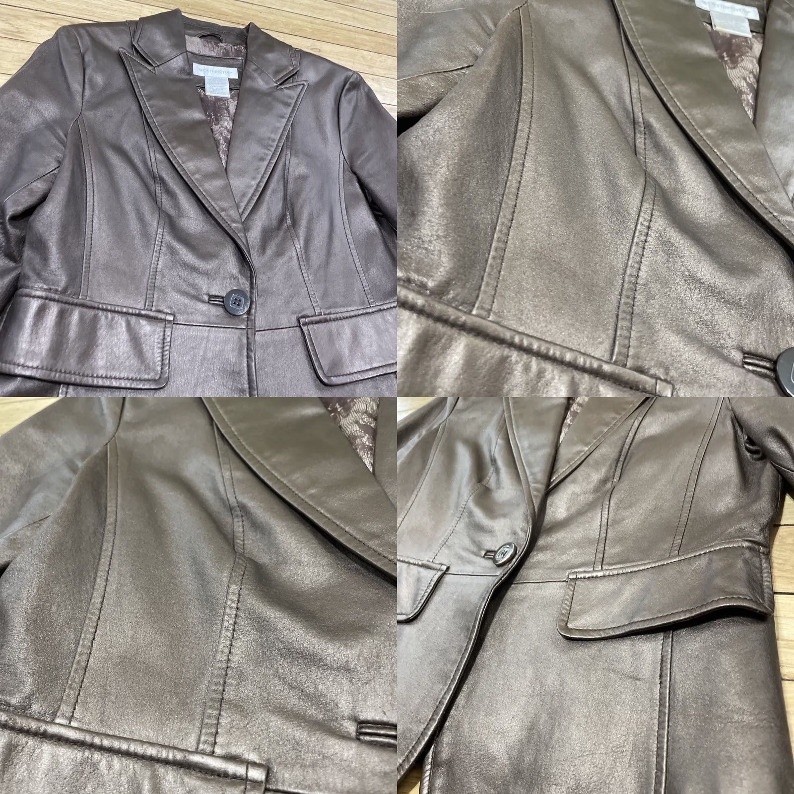 Worthington VINTAGE Worthington Leather Jacket Womens XS Brown Y2K 90s Long Sleeve Leather Blazer Shirt Jacket Size L / US 10 / IT 46 - 10 Thumbnail