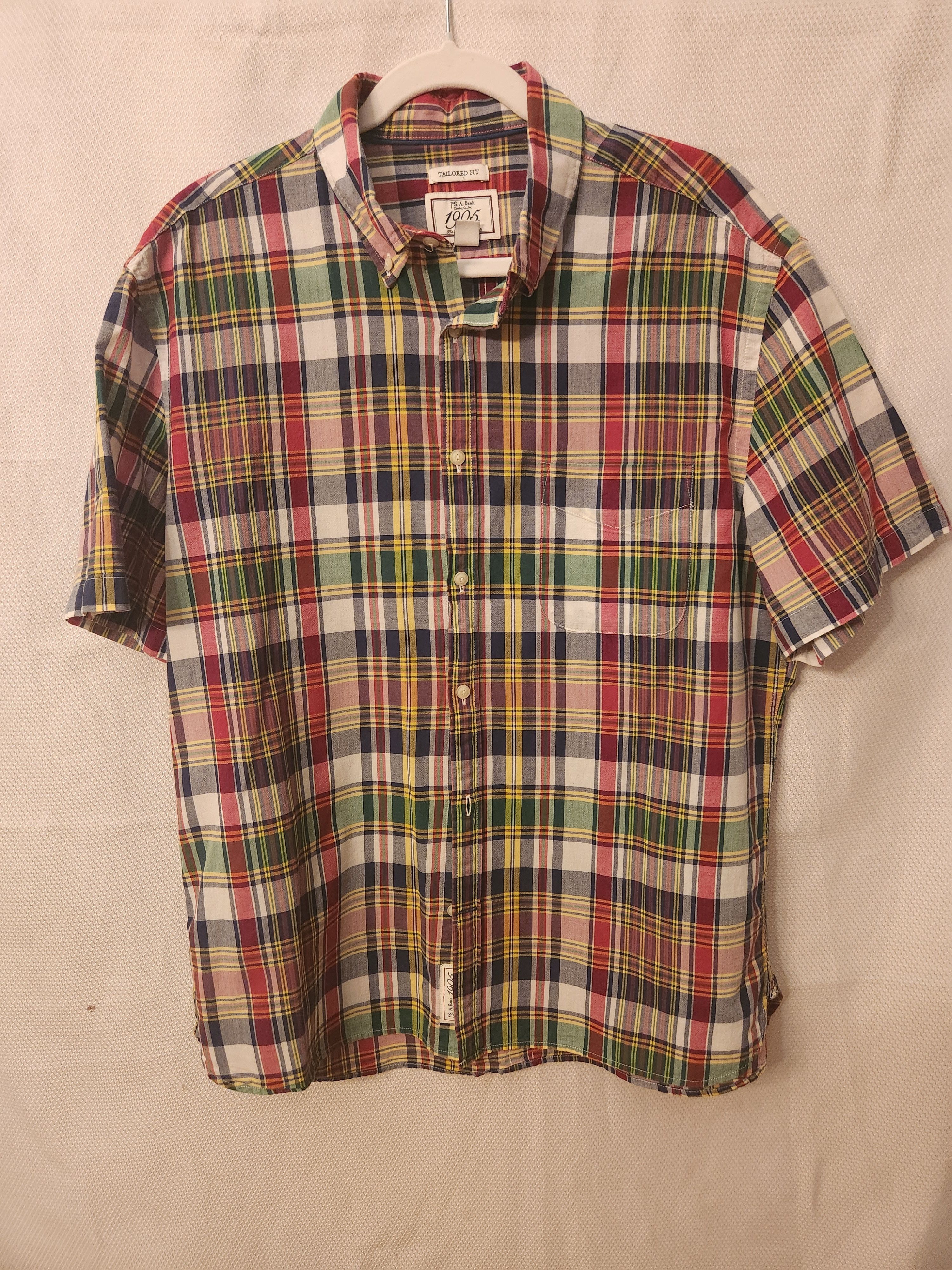 Jos. A. Bank Vintage 100% Cotton Indian Madras Plaid Short Sleeve Shirt Size US XL / EU 56 / 4 - 1 Thumbnail