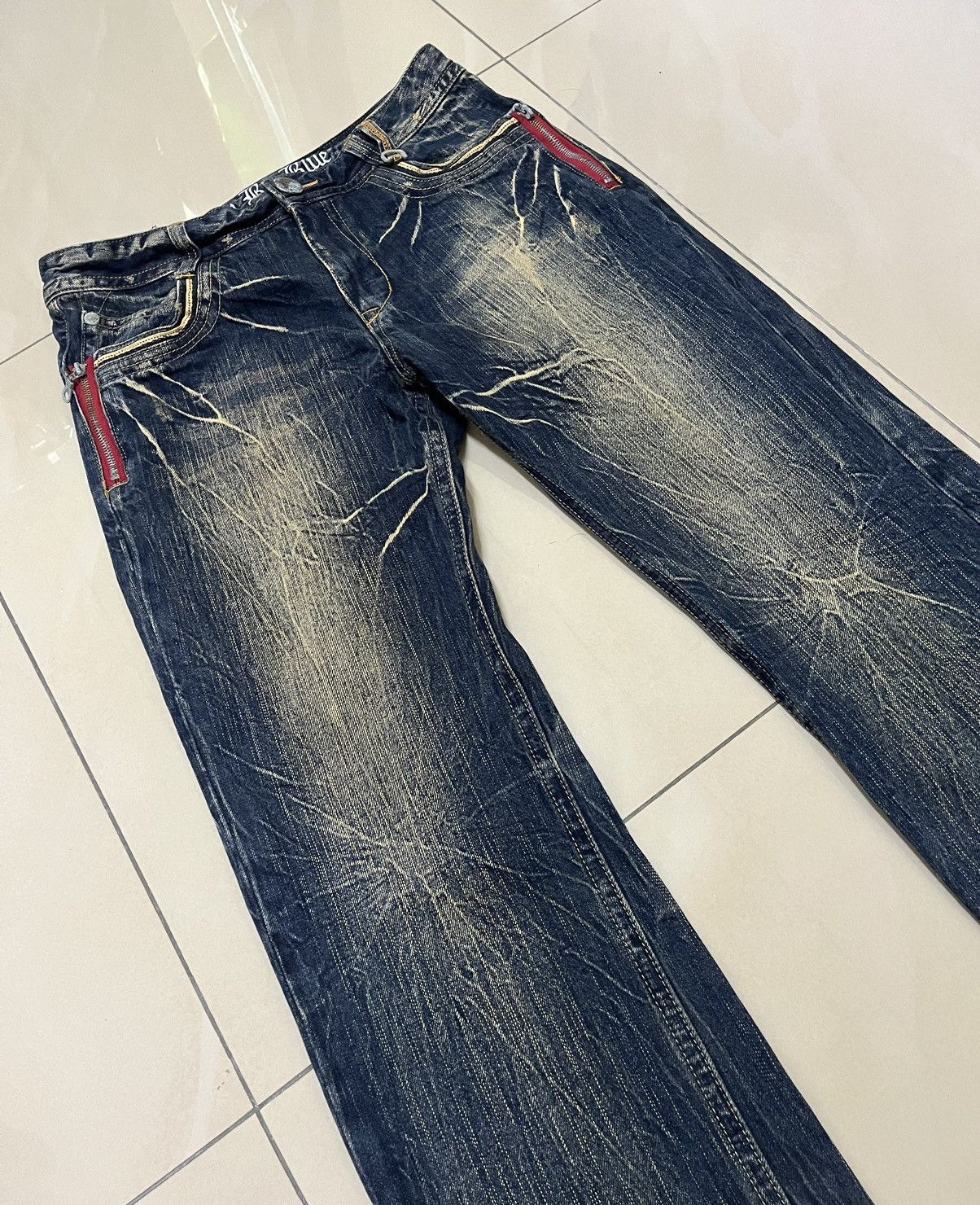If Six Was Nine blow by blue distressed mud rusty thunder denim buckle back Size US 32 / EU 48 - 4 Thumbnail