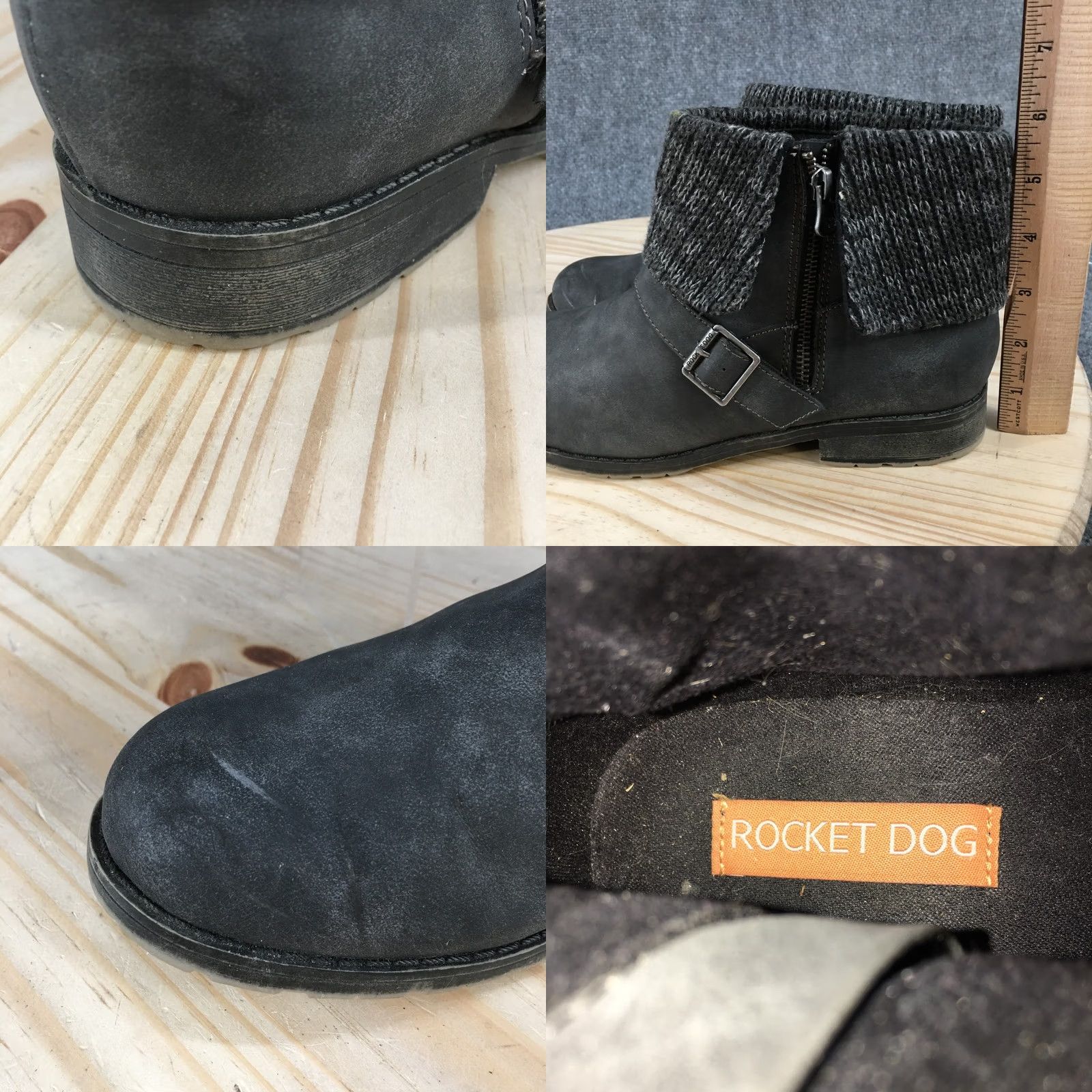 Vintage Rocket Dog Boots Womens 10 Gray Bentley Ankle Booties Knit Buckle Cuffed Sweater Boots Size L / US 10 / IT 46 - 9 Thumbnail