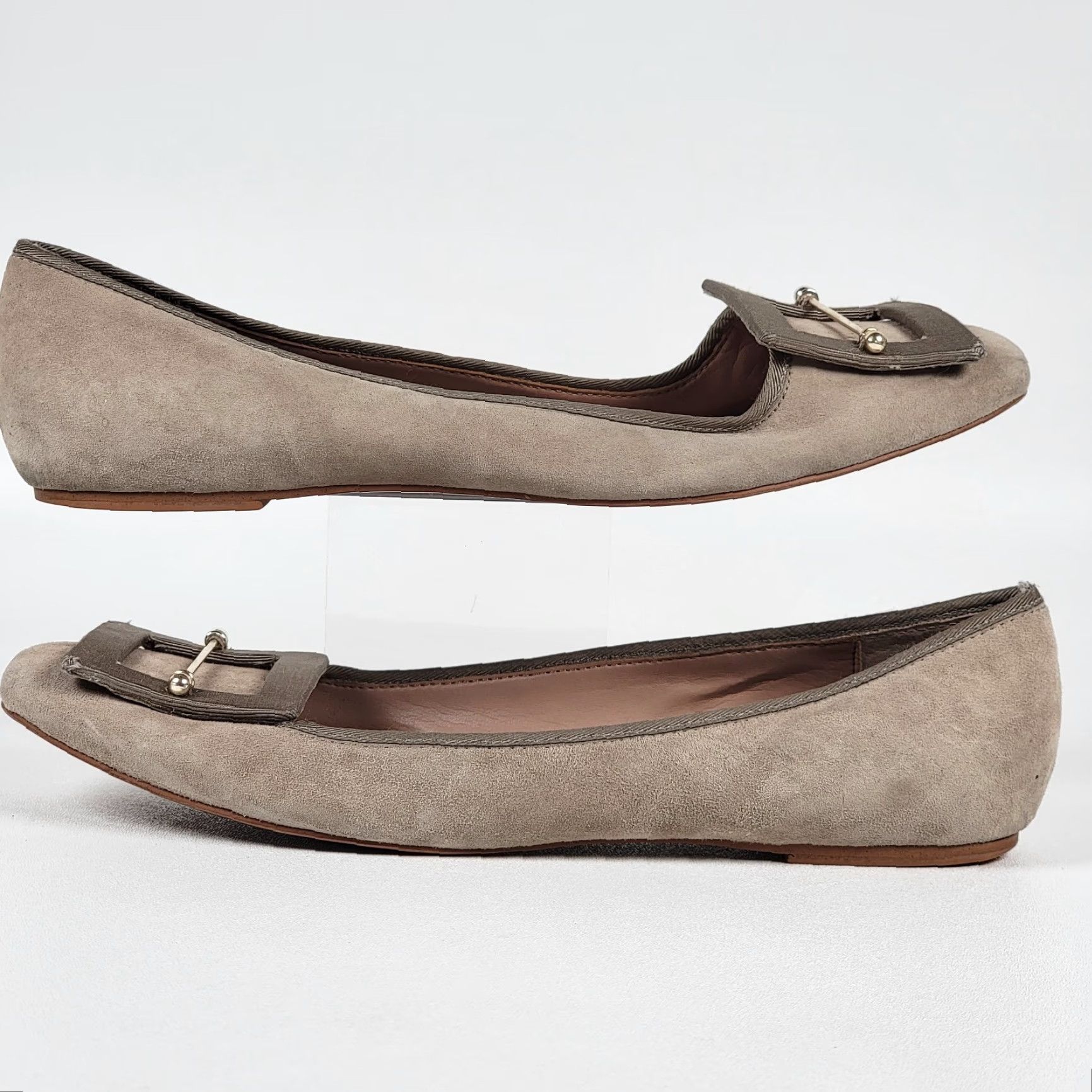 Zac Posen Zac Zac Posen Vonte Beige Suede Buckle Square Toe Slip On Ballet Flats 8.5 Womens Size US 9 / IT 39 - 5 Thumbnail
