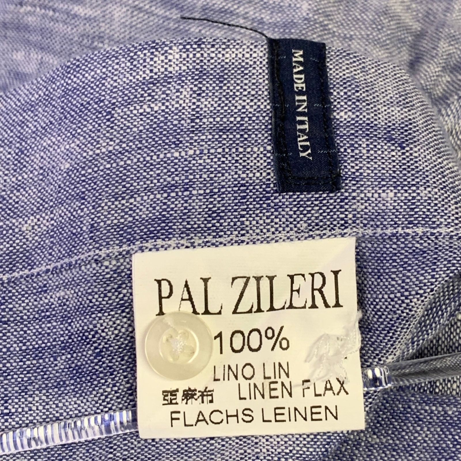 Pal Zileri PAL ZILERI Size L Navy White Linen Long Sleeve Shirt Size US L / EU 52-54 / 3 - 6 Thumbnail