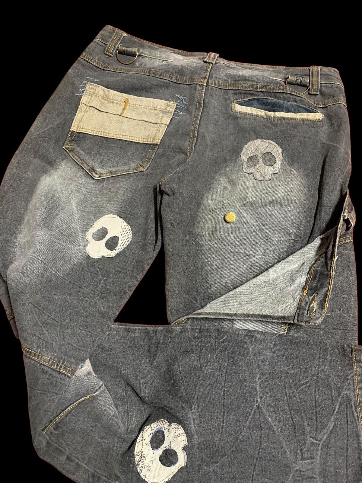 Japanese Brand vintage bondage punk skull head waist half back front Denim Size US 37 - 21 Thumbnail