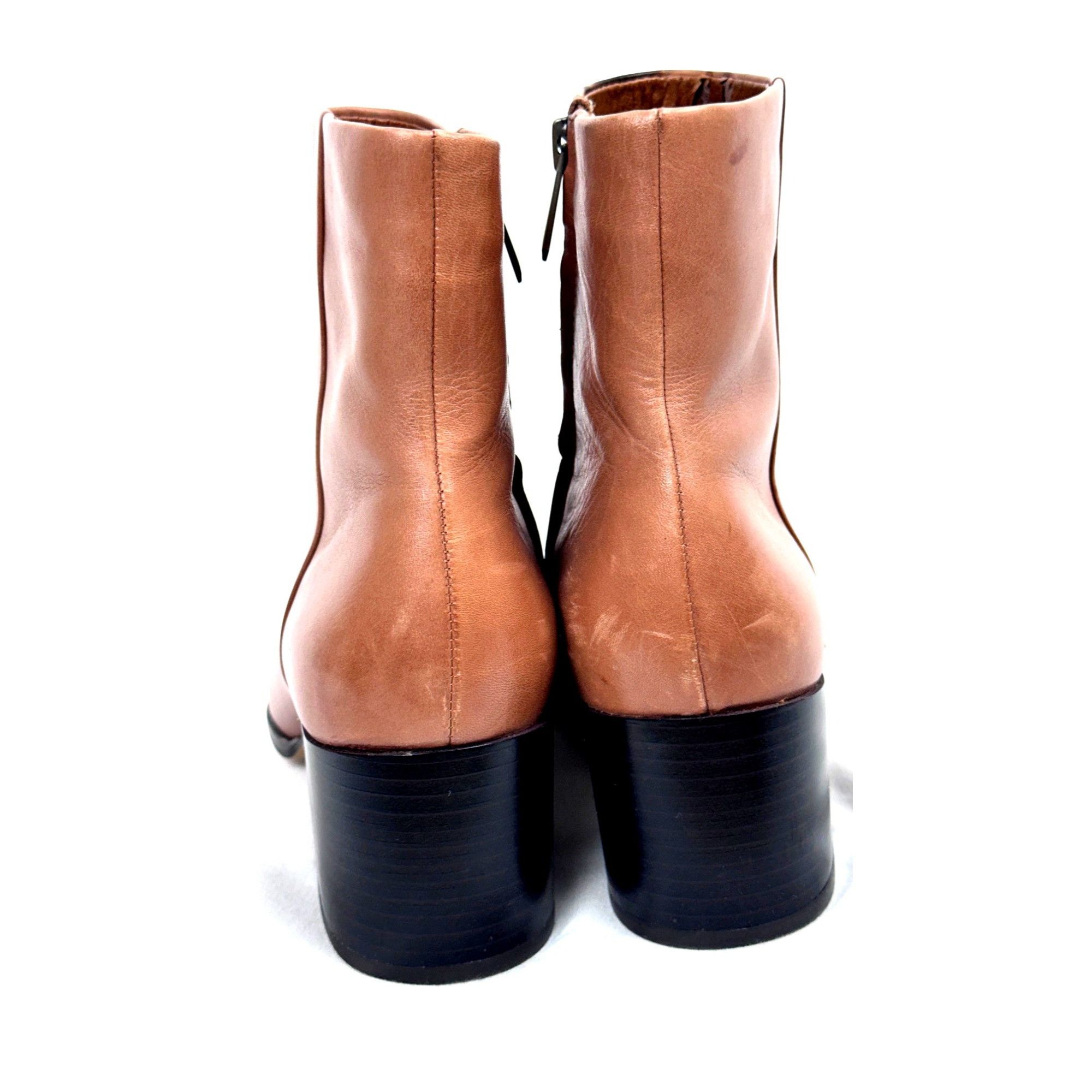 Sam Edelman Sam Edelman Womens Leather Ankle Boots Size 8 Tan With Block Size US 8 / IT 38 - 18 Thumbnail