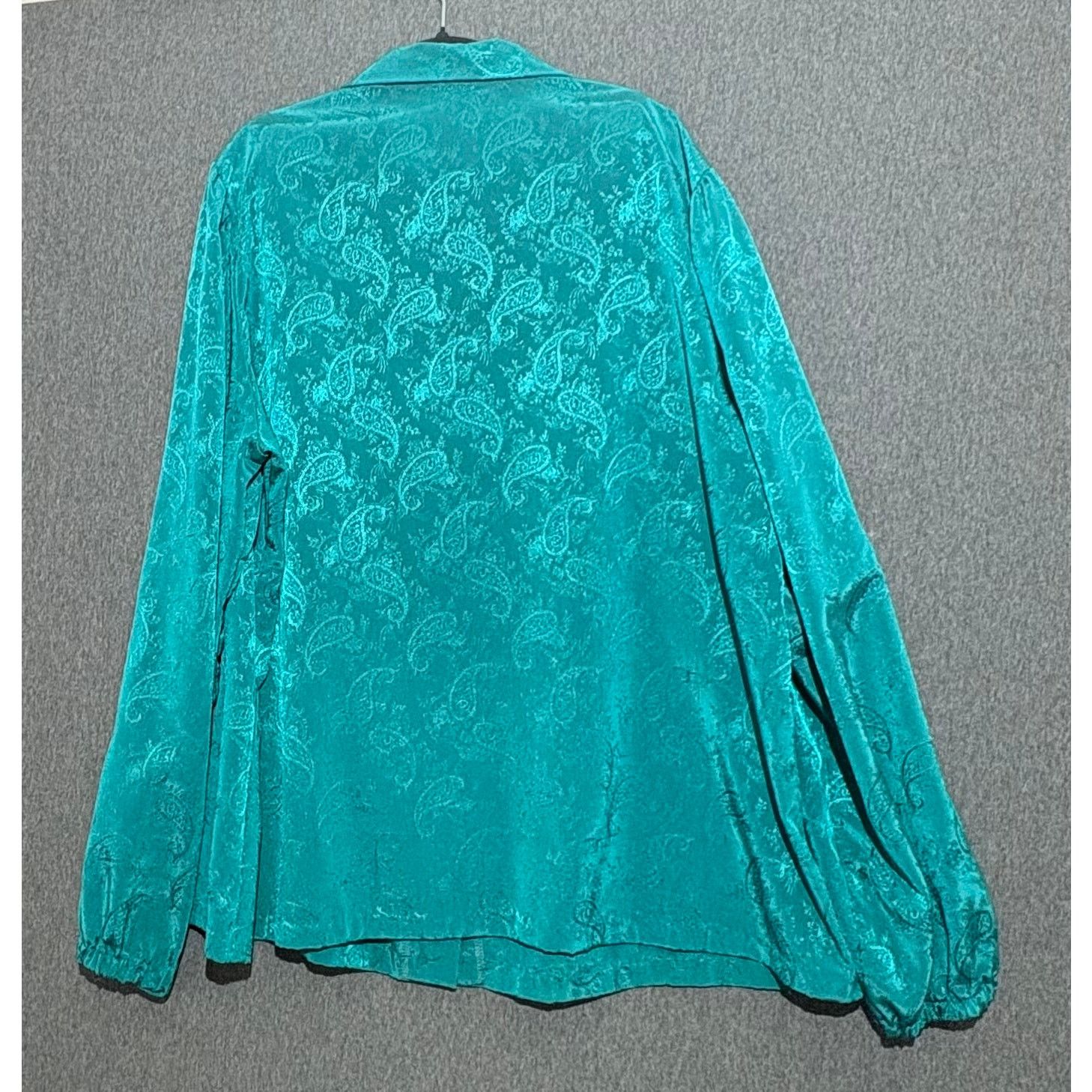 Other Frayne | VINTAGE Teal Silky Button Down Long Sleeve | XL Size XL / US 12-14 / IT 48-50 - 2 Thumbnail