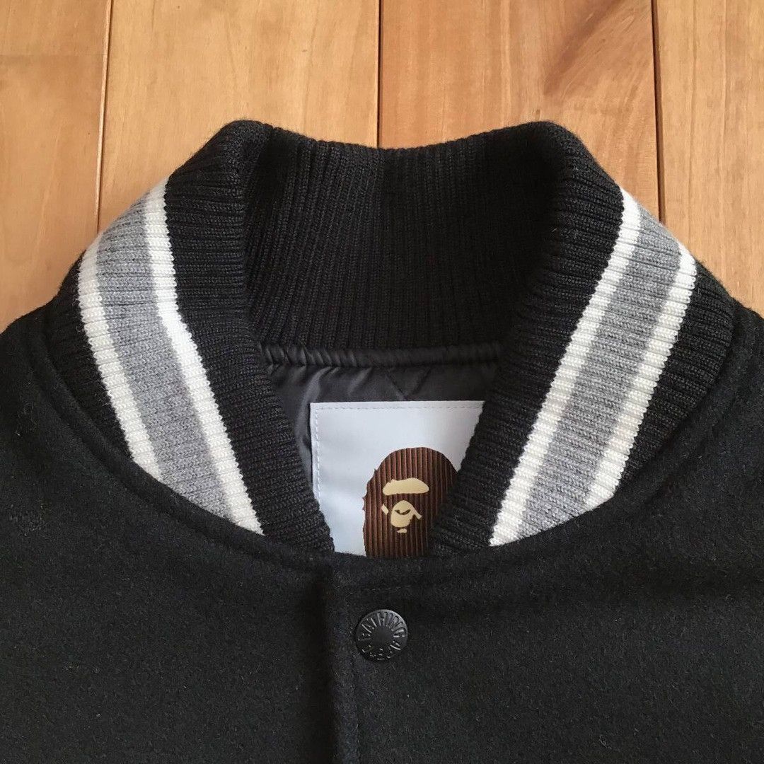 Bape BAPE LOGO Leather Sleeve Varsity Jacket a bathing ape Size US S / EU 44-46 / 1 - 6 Thumbnail