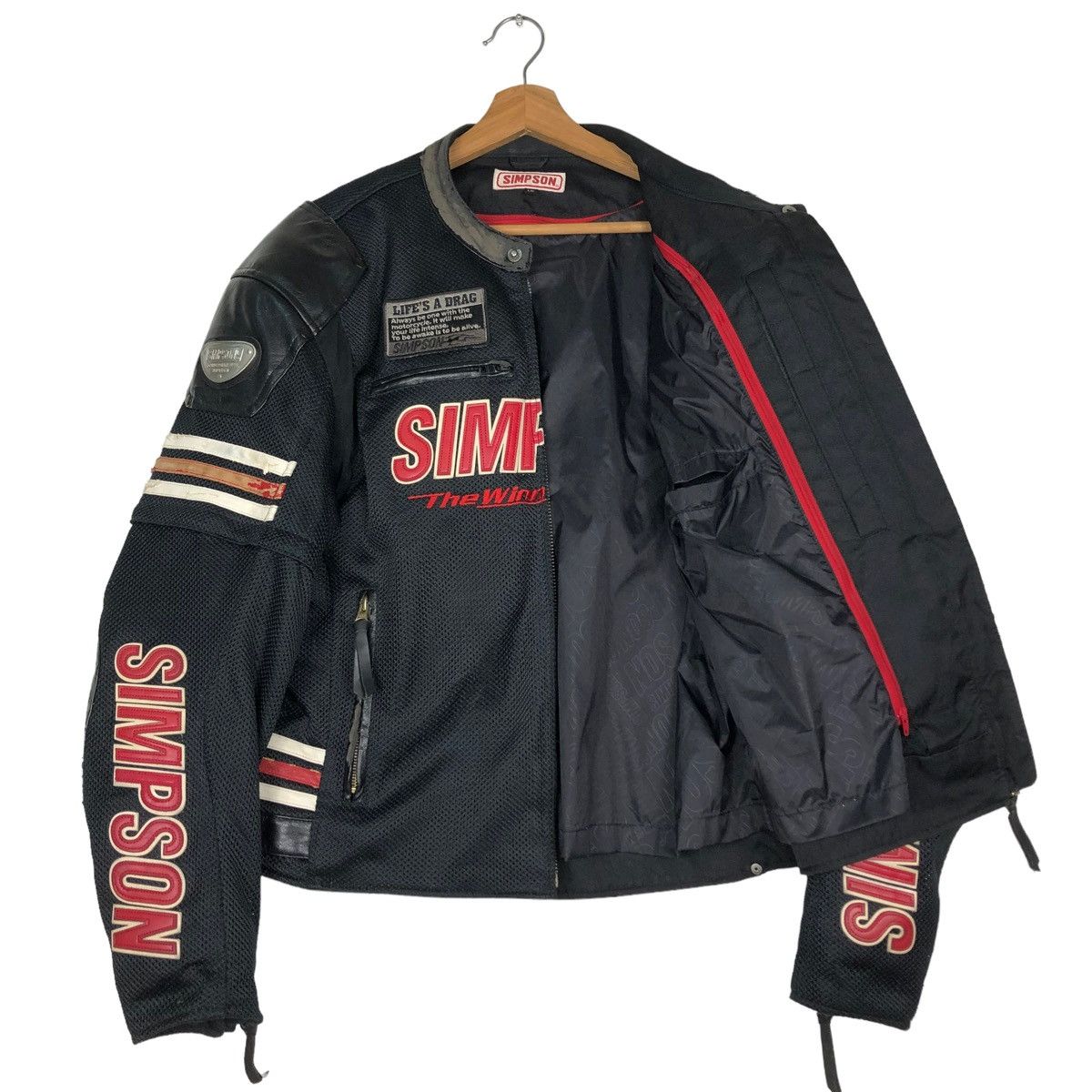 Japanese Brand 🔥VINTAGE RACING BIKER JACKET SIMPSON BIG LOGO SPELL OUT Size US L / EU 52-54 / 3 - 11 Thumbnail