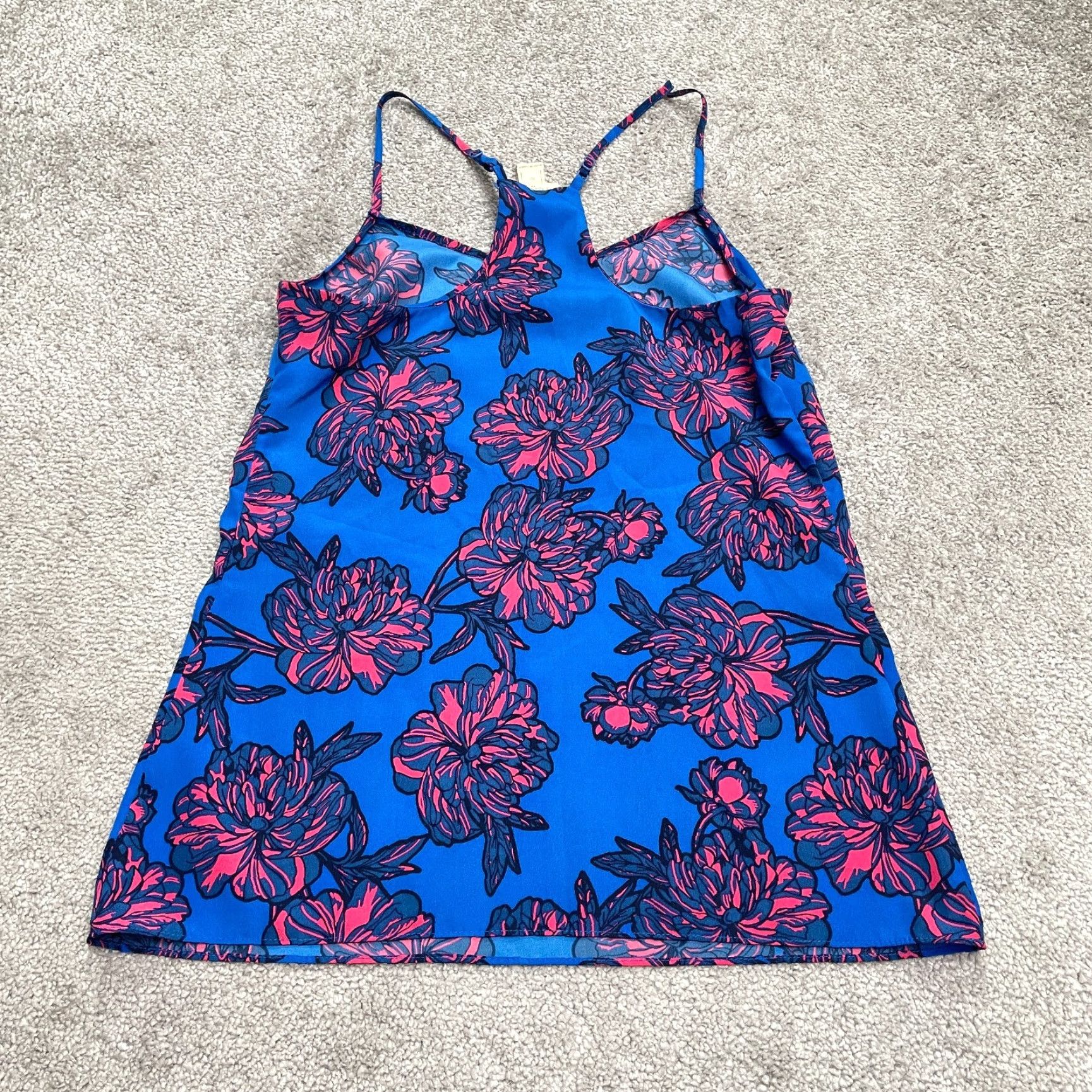 J.Crew J.Crew Top Womens 00 Blue Pink Floral Racerback Casual Tropical Camisole Size XXS / US 00 / IT 34 - 2 Thumbnail