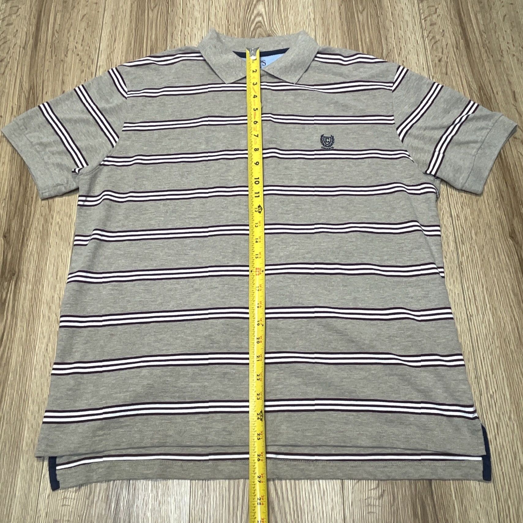 Chaps CHAPS Everyday Polo Shirt Large Tan Red White Striped Mens Size US L / EU 52-54 / 3 - 4 Thumbnail