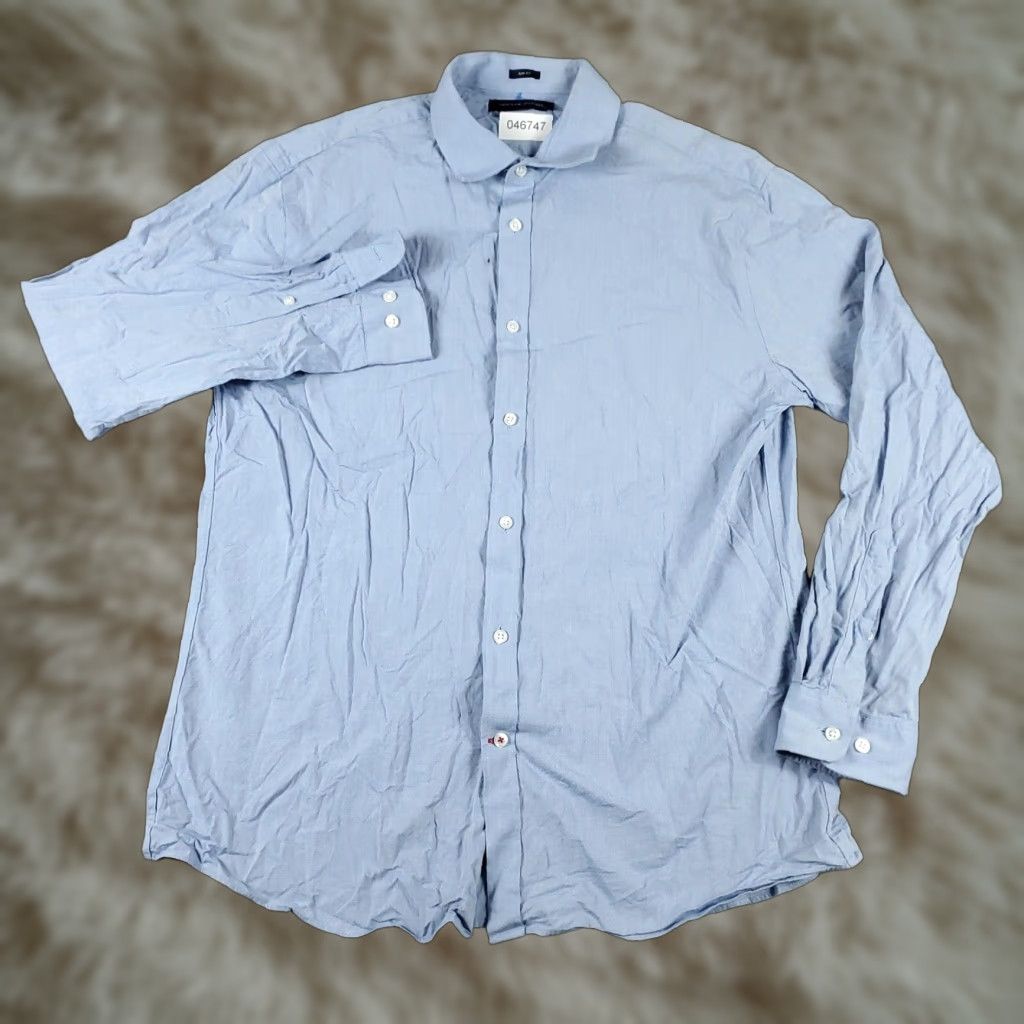Tommy Hilfiger Tommy Hilfiger Shirt Mens Large Blue Button-Up Long Sleeve Casual Flat-Front Cotton, Regular Fit, 6-Button, Preppy Classic Menswear Size US L / EU 52-54 / 3 - 1 Thumbnail