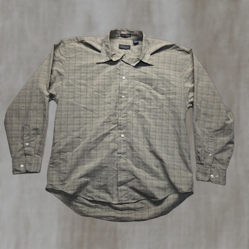 Van Heusen Van Heusen Button-Up Shirt Adult Men's Large Brown Cotton Casual All Seasons Size US L / EU 52-54 / 3 - 1 Thumbnail