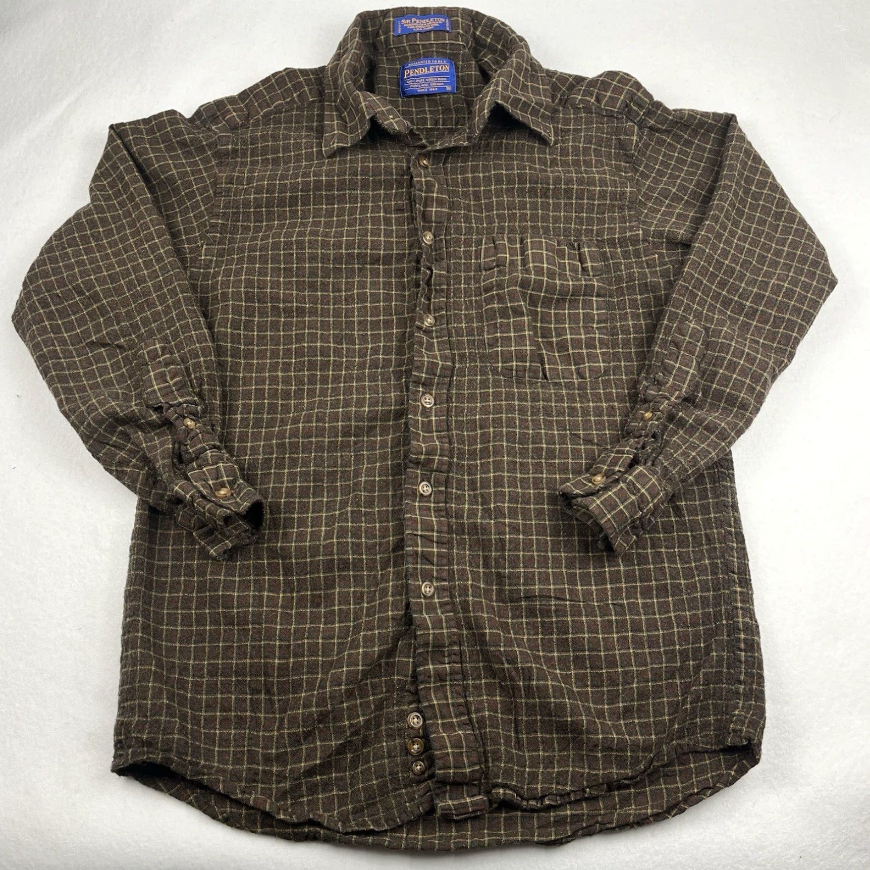 Pendleton VINTAGE Pendleton Sir Pendleton Flannel Brown Plaid Medium Shirt Womens Size M / US 6-8 / IT 42-44 - 2 Thumbnail