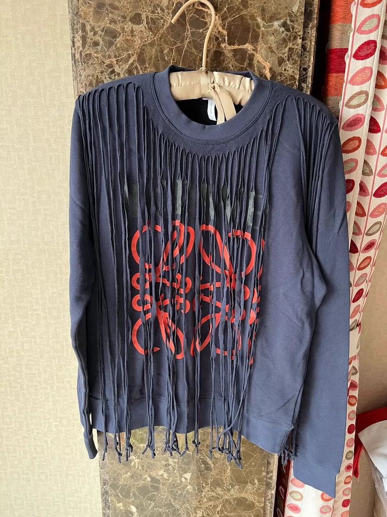 Loewe Loewe Anagram Fringed Cotton Sweatershirt - dmc Size US S / EU 44-46 / 1 - 1 Thumbnail