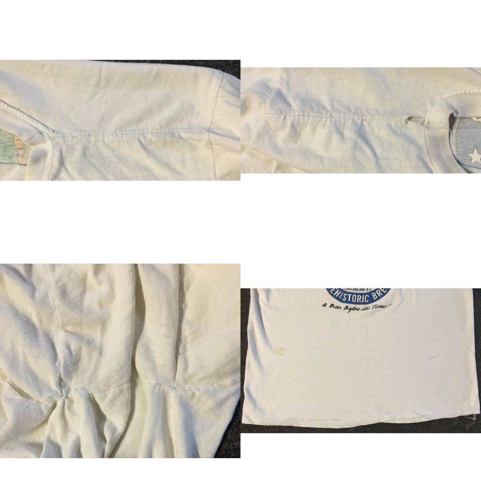 Vintage VINTAGE 80s Stegosaurus Beer Hawaii Shirt Mens Small White Distressed Grunge Band Tee S M Beach Bar humor Size US S / EU 44-46 / 1 - 9 Thumbnail