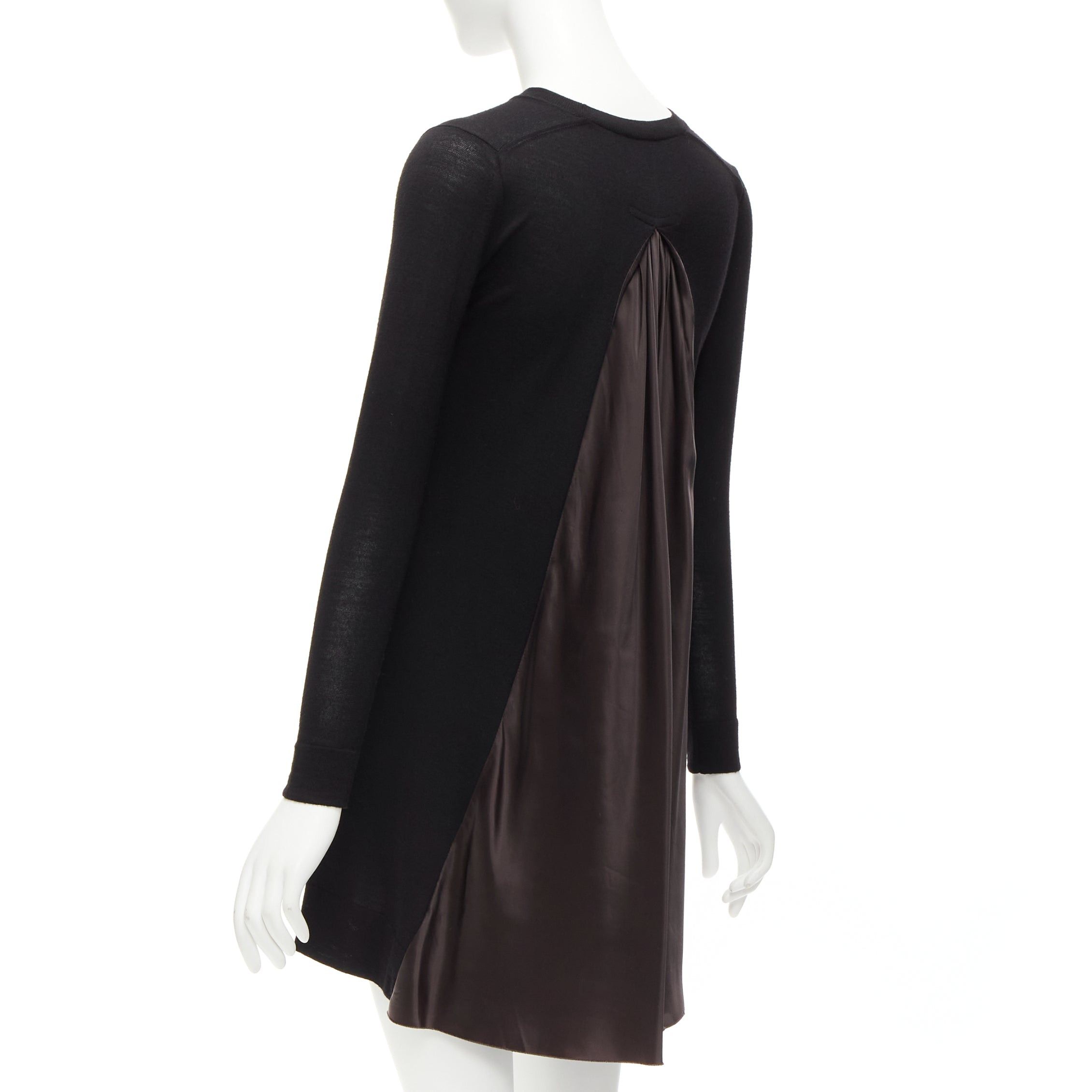 Sacai SACAI LUCK black wool inverted pleat back satin flared sweater dress JP1 S Size S / US 4 / IT 40 - 1 Thumbnail