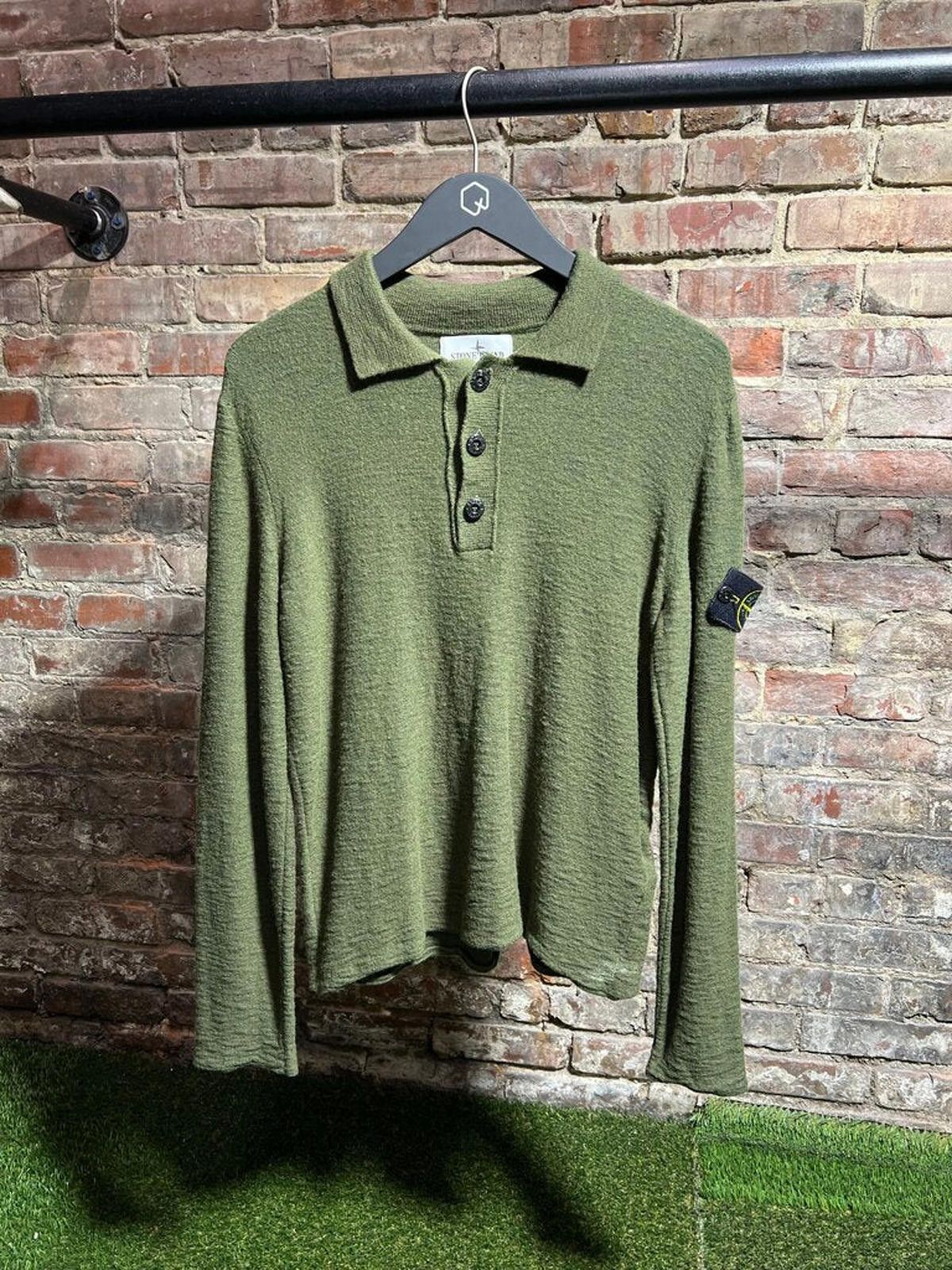 Stone Island Stone Island Wool 3/4 Button Up Sweater Olive Sz. S Size US S / EU 44-46 / 1 - 1 Thumbnail