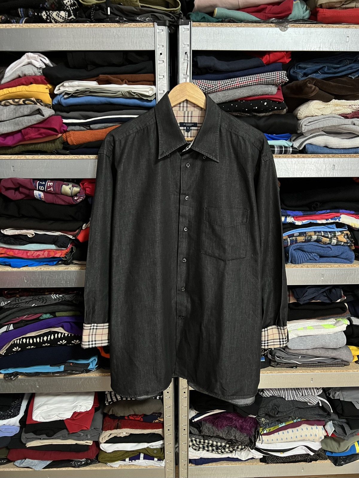 Vintage Burberry Button Up Shirt Size 46 Nova Check Plaid