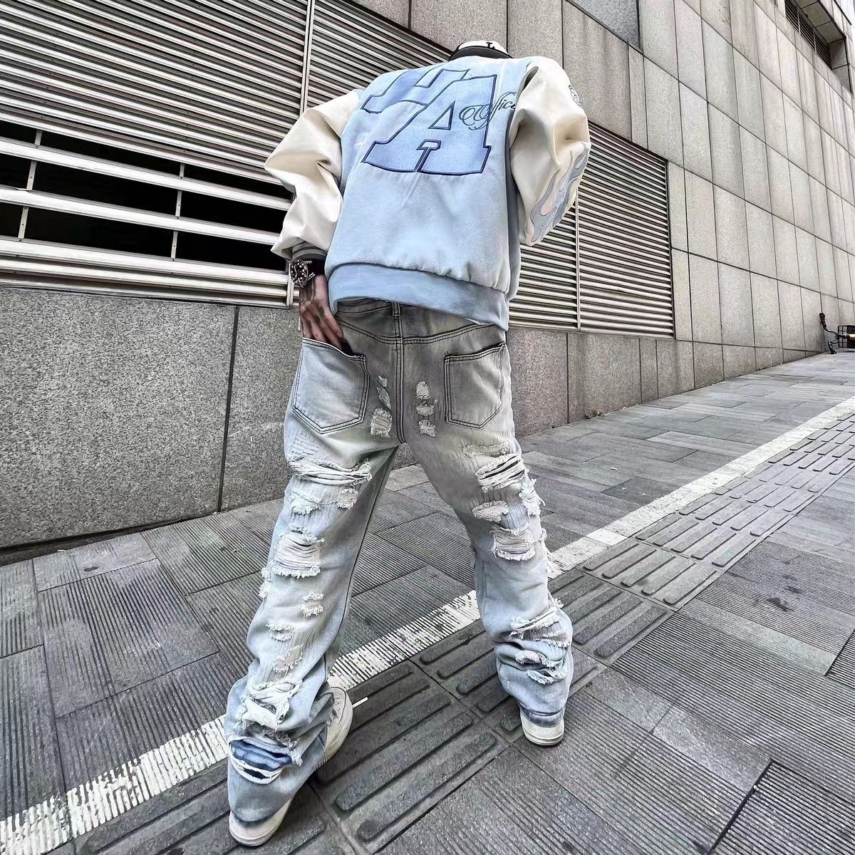 Japanese Brand × Jean Street Hip Hop Ripped Wide Leg Jeans Size US 33 - 2 Thumbnail