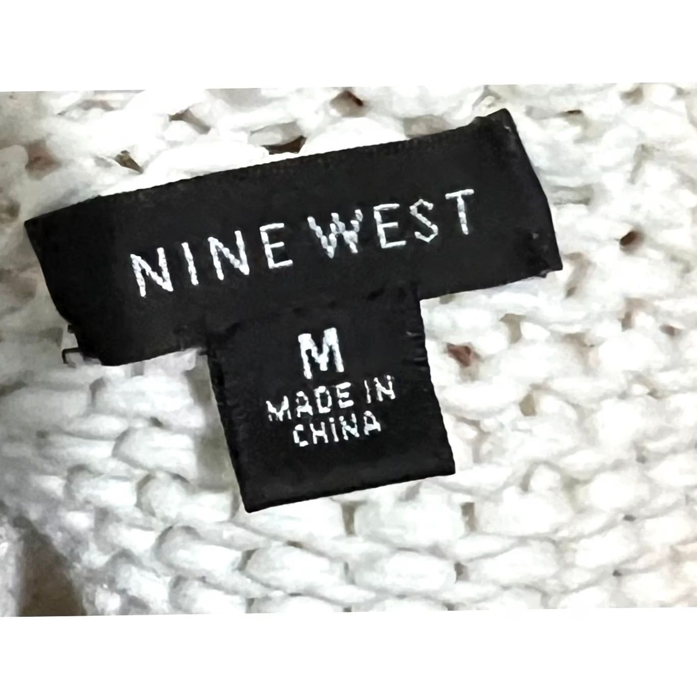 Nine West Nine West Women's Cardigan Open Front Chunky Knit Cotton Blend M White Sweater Knit Womens 90s? Size M / US 6-8 / IT 42-44 - 6 Thumbnail