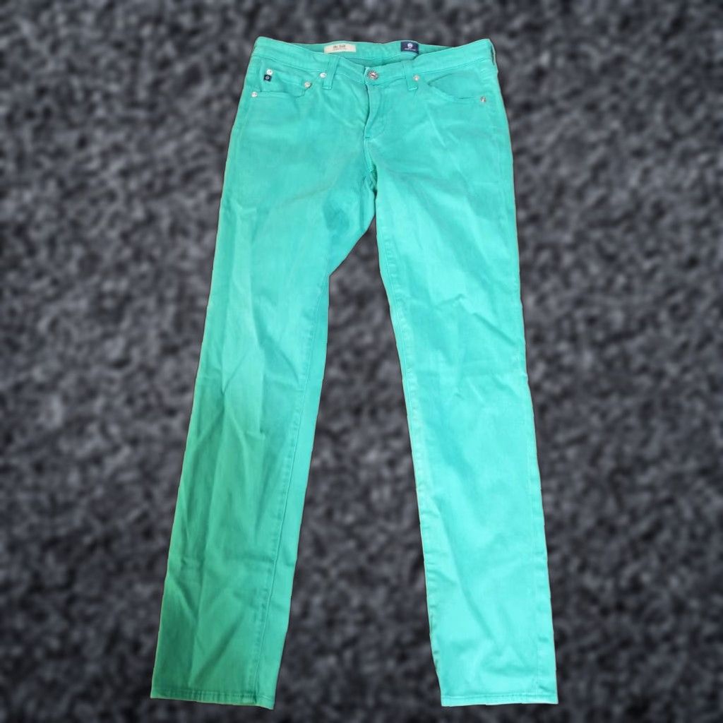 Vintage AG Adriano Goldschmied Women's Green Cigarette Leg Mid Rise Jeans Size 29 Regular Size 29" - 1 Thumbnail