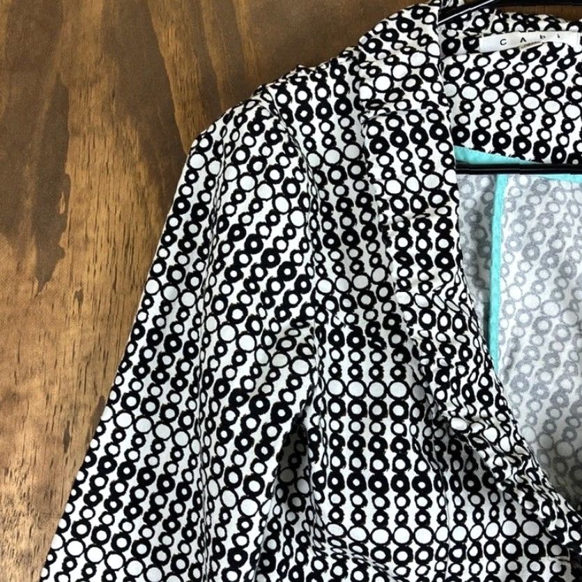 Vintage CAbi Blazer Womens White Black Du Jour Circles Button 4 Stretch Jacket/Coat All Seasons Workwear Formal Casual Men/Women Size S / US 4 / IT 40 - 4 Thumbnail