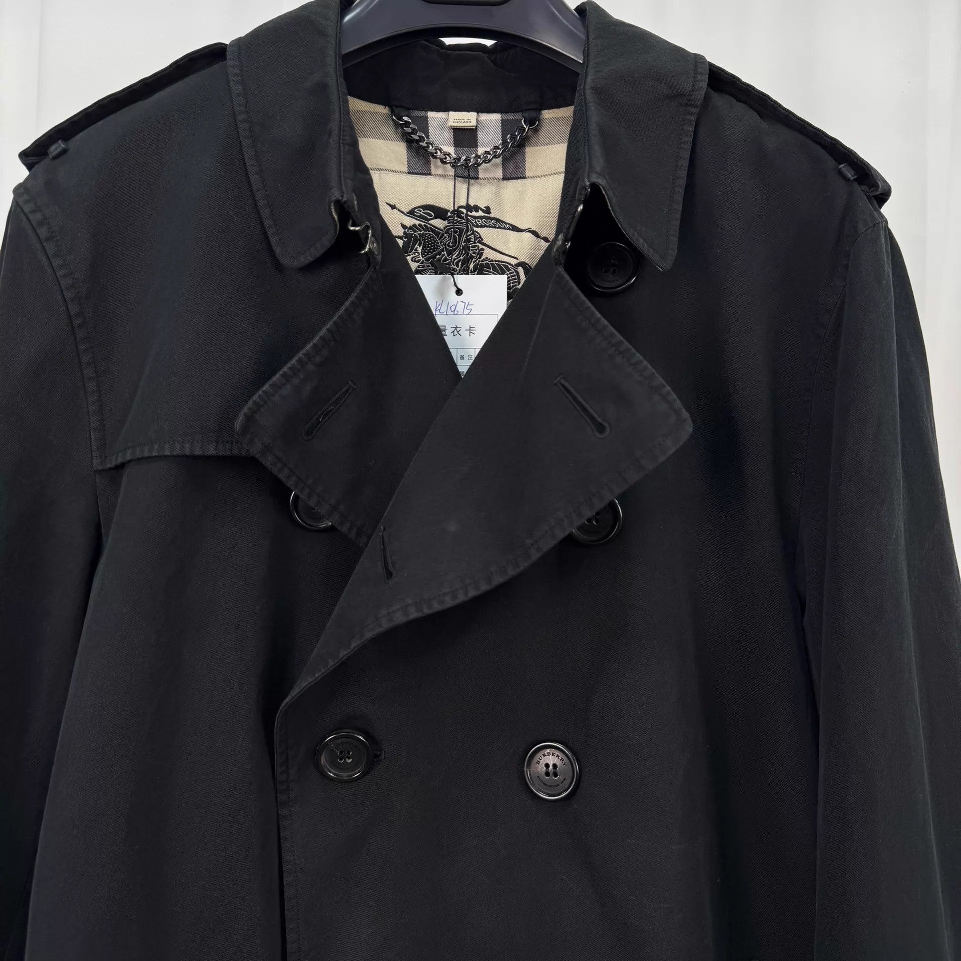 Burberry Burberry Black Lined Check Trench Coat 54 9/10 Fading Size US L / EU 52-54 / 3 - 3 Thumbnail
