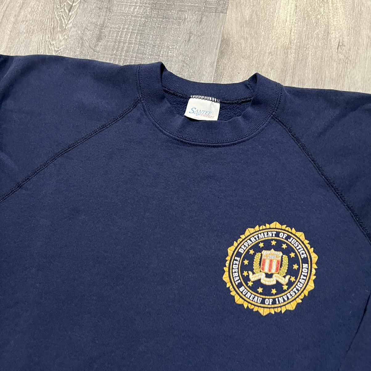 Vintage VTG Dept Of Justice Navy Blue 90s FBI Government Sweatshirt Size US L / EU 52-54 / 3 - 2 Thumbnail